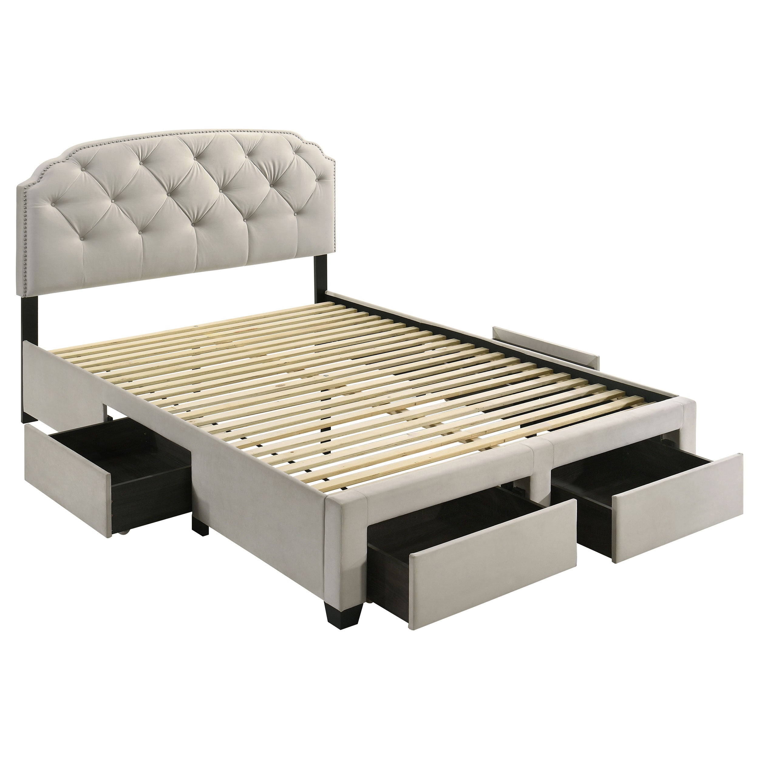 Marianna 4-drawer Upholstered Storage Bed Cream