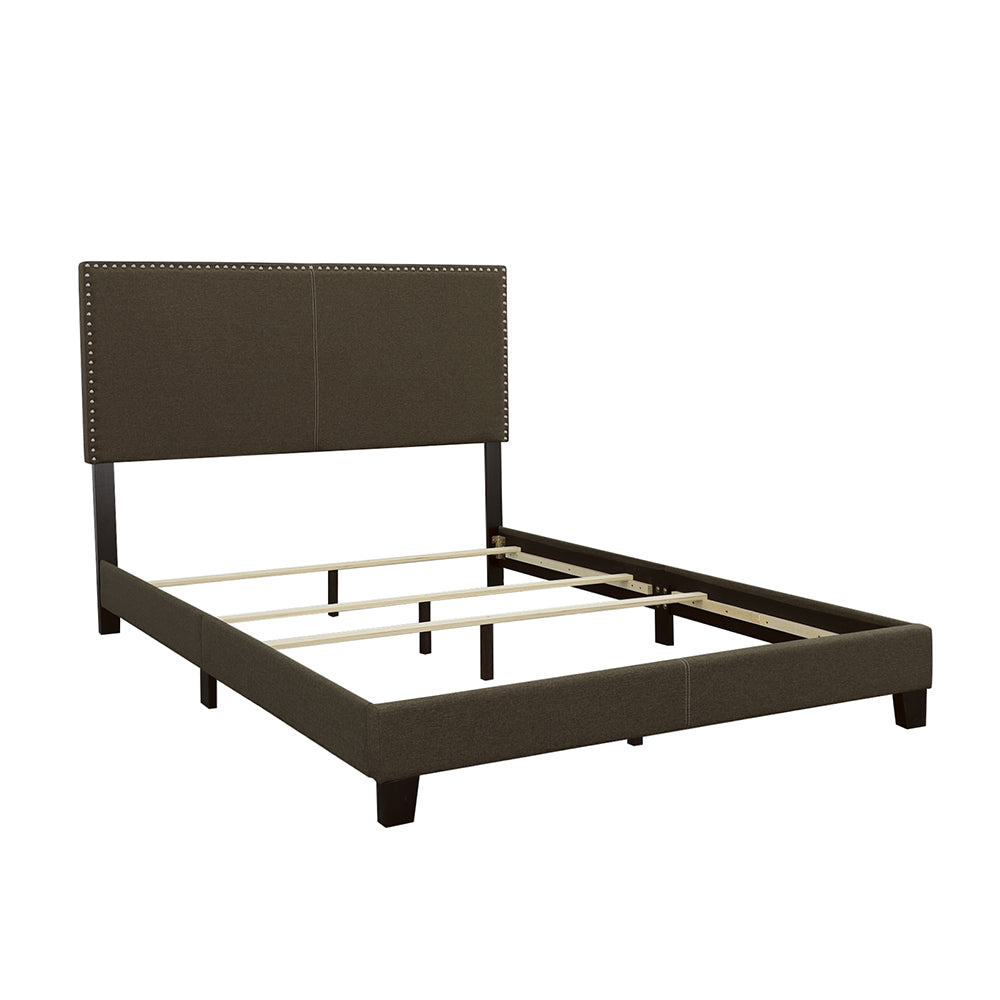Boyd Upholstered Bed Frame with Nailhead Trim Charcoal