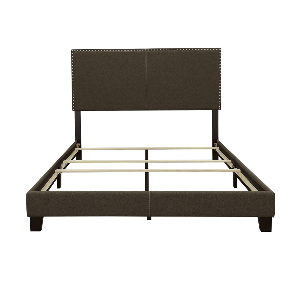 Boyd Upholstered Bed Frame with Nailhead Trim Charcoal