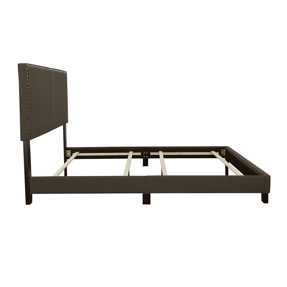 Boyd Upholstered Bed Frame with Nailhead Trim Charcoal