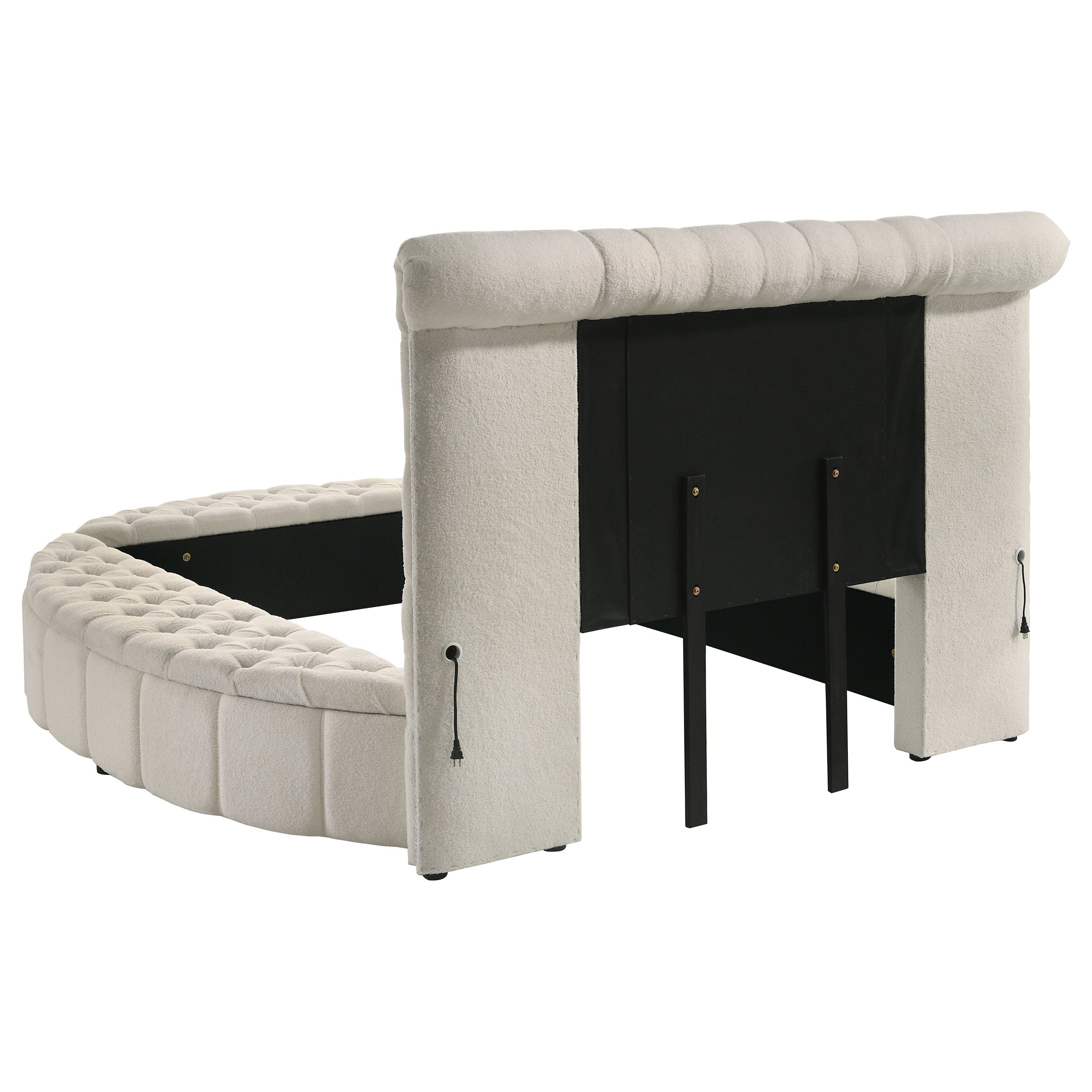 Sonya Upholstered  Round Storage Bed Ivory