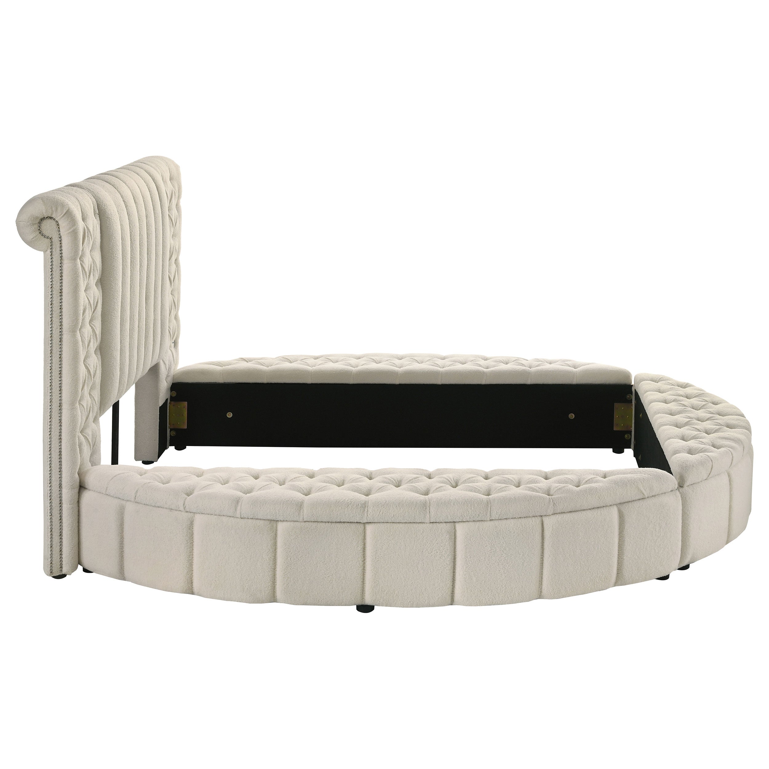 Sonya Upholstered  Round Storage Bed Ivory