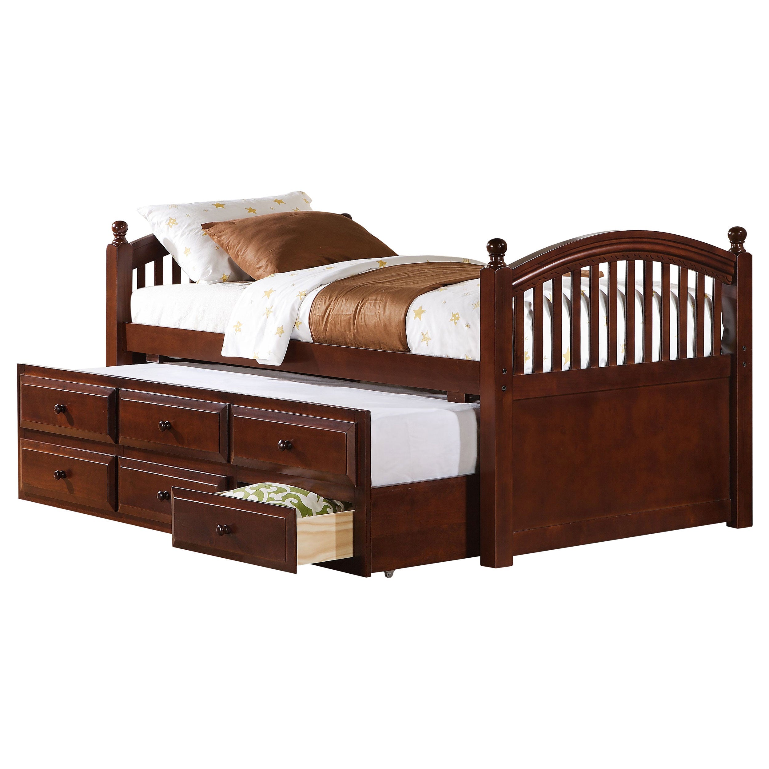 Norwood 3-drawer  Bed with Captains Trundle Chestnut