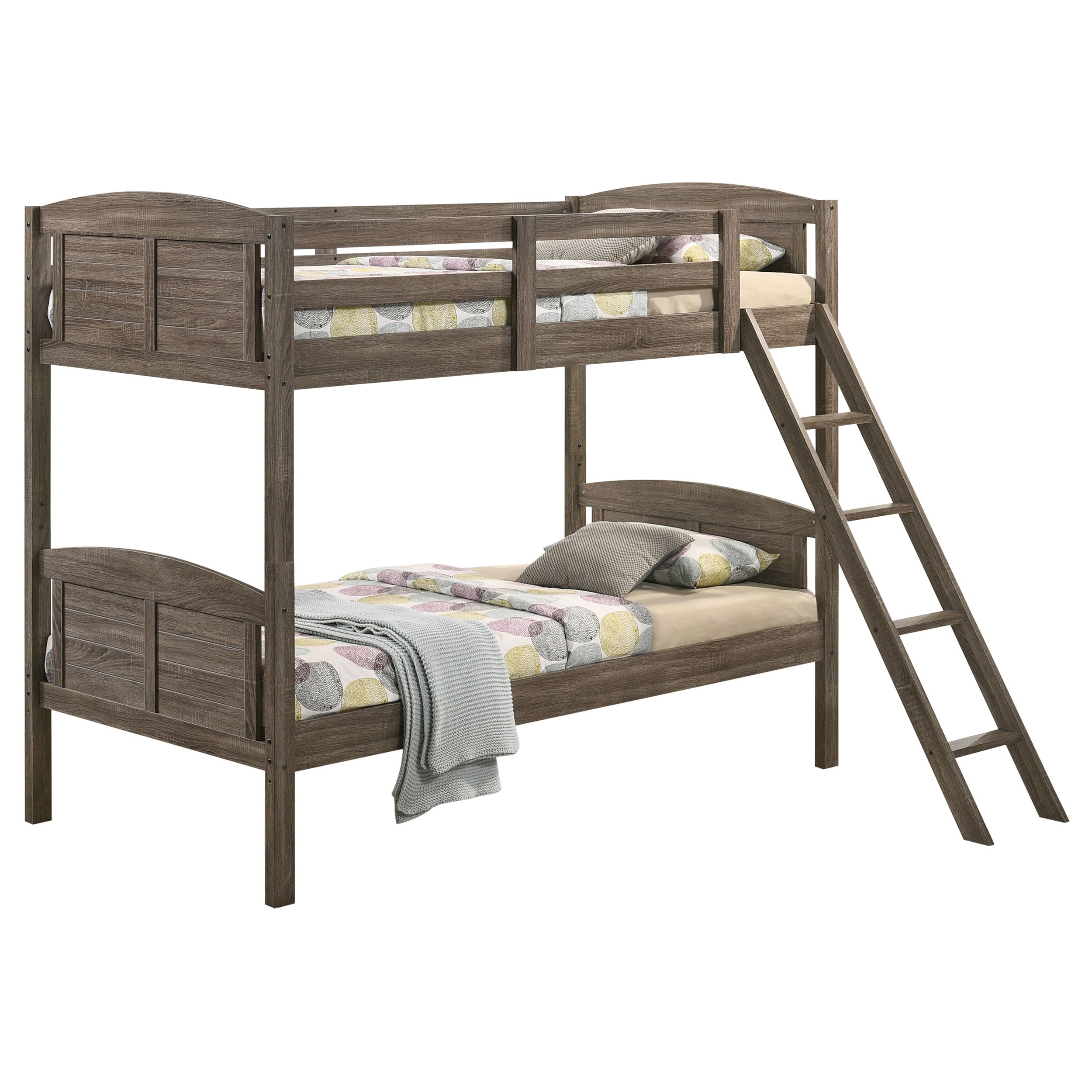Flynn Wood  Bunk Bed with Mattress Weathered Brown