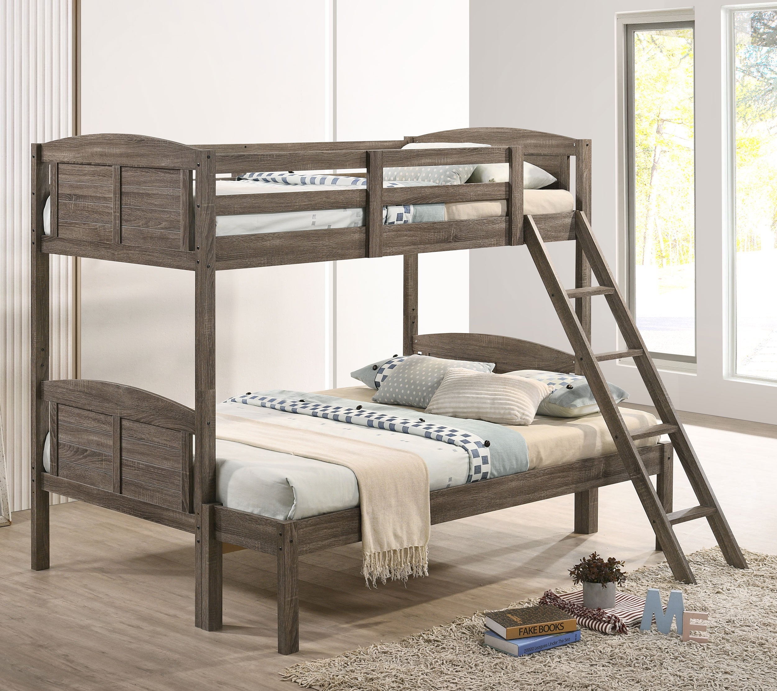 Flynn Wood  Over  Bunk Bed Weathered Brown