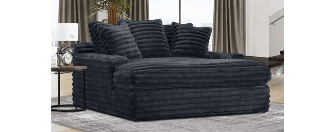 Jenna Mega Chaise Lounge, black