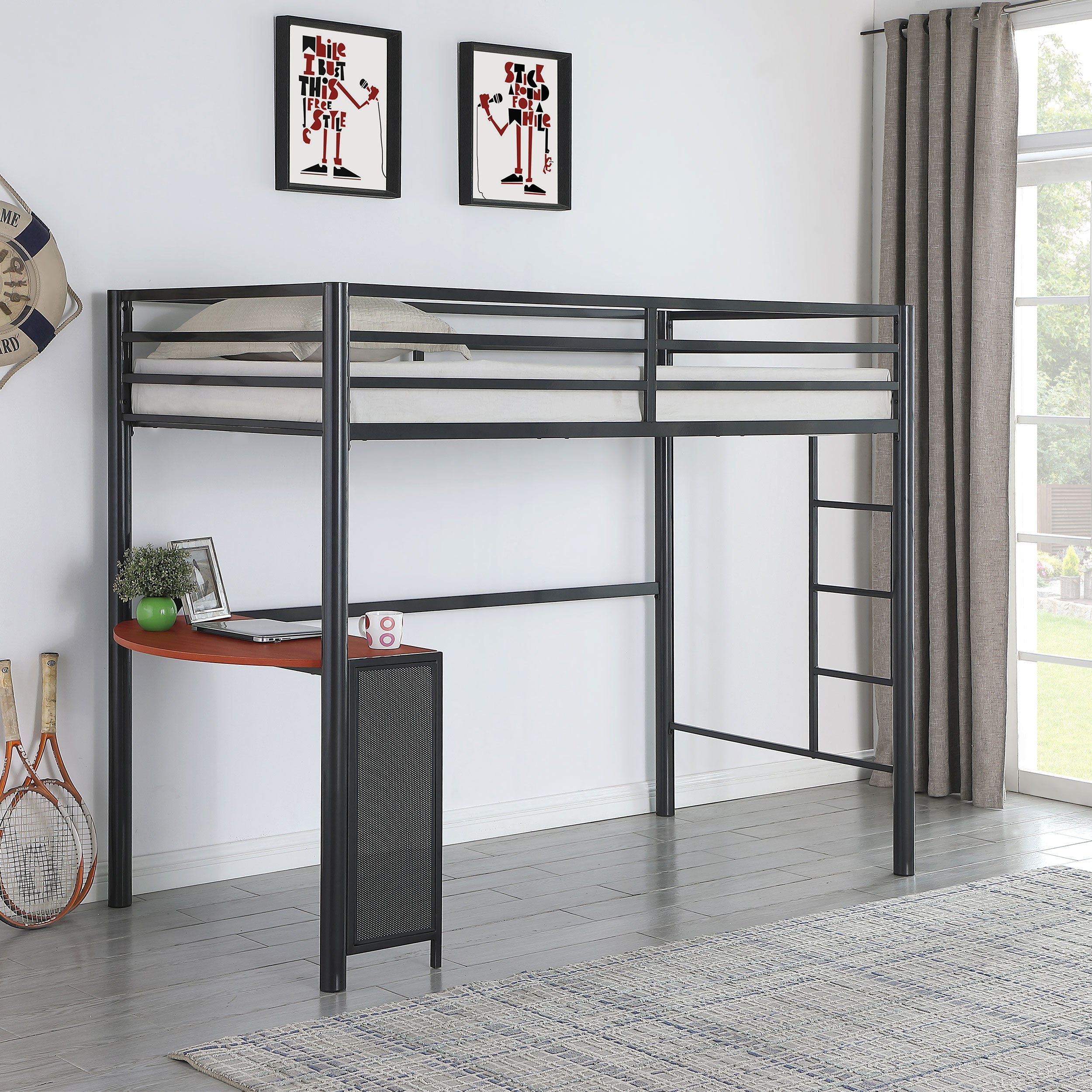 Fisher  Workstation Loft Bed Gunmetal