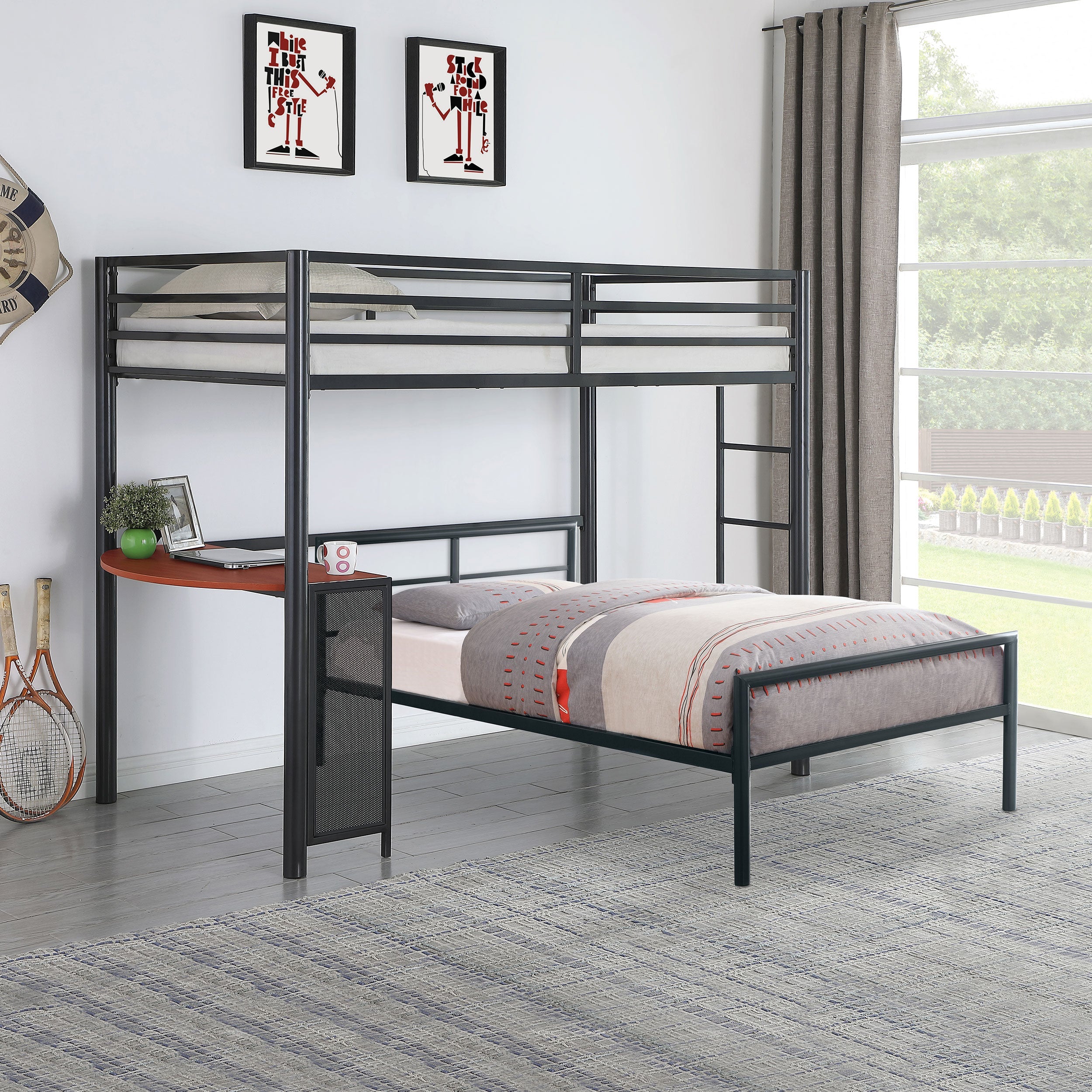 Fisher  Workstation Loft Bed Gunmetal