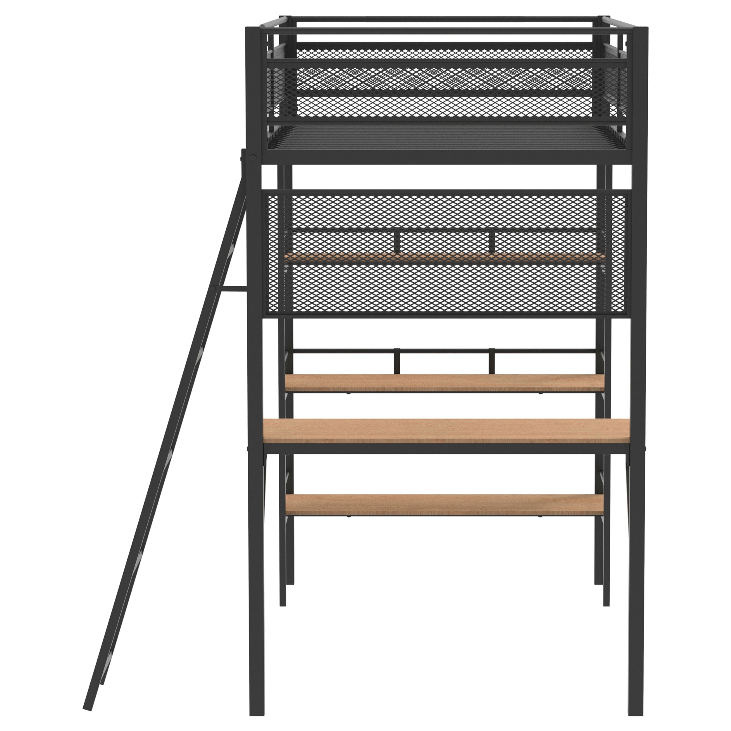 Campus 3-shelf Metal Twin Workstation Loft Bed Matte