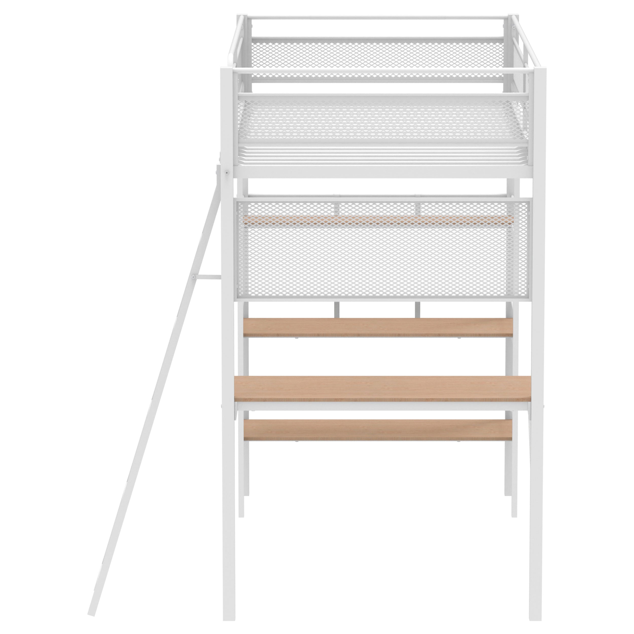 Campus 3-shelf Metal Twin Workstation Loft Bed Matte