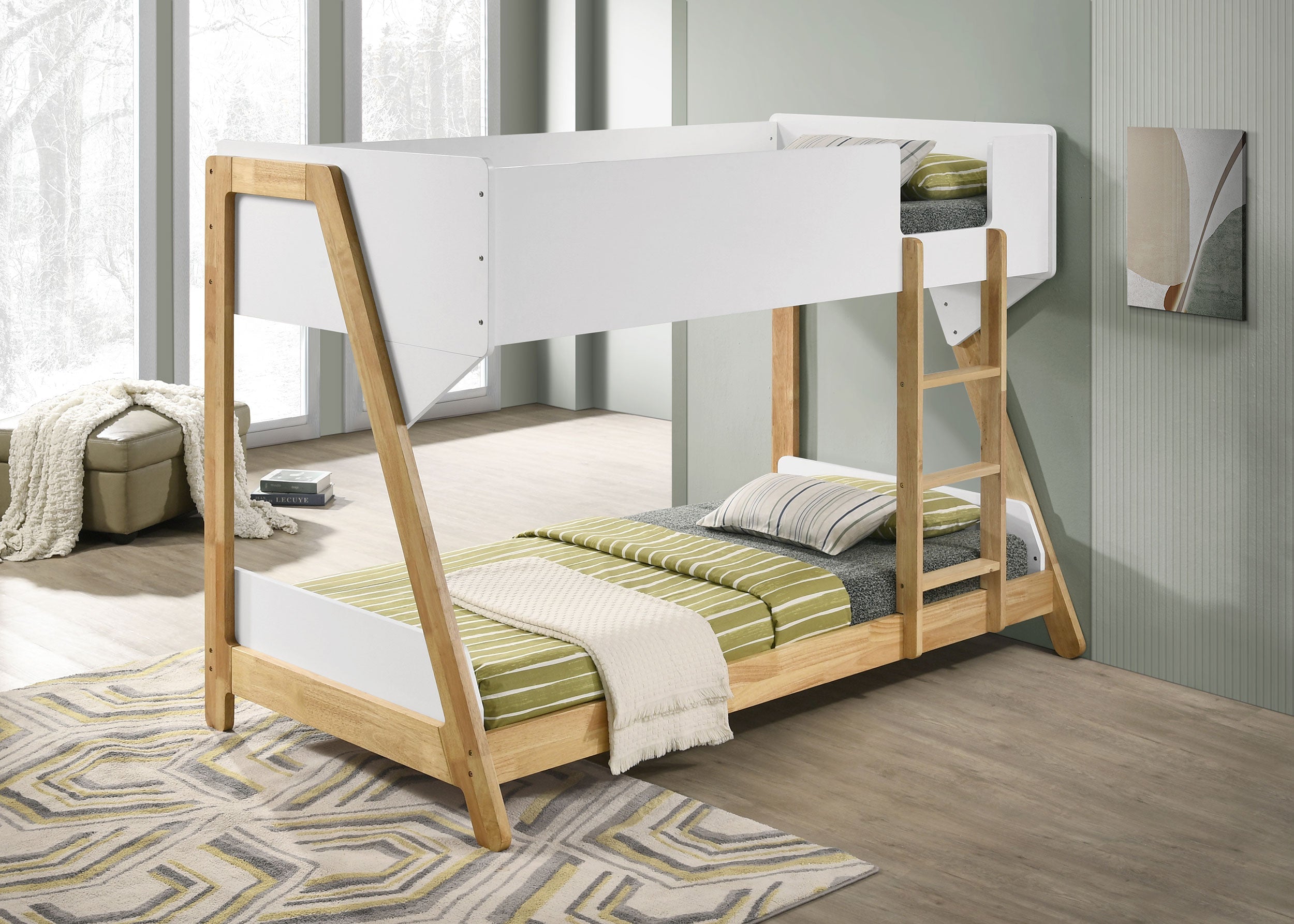 Wyatt Wood  Over  Bunk Bed White and Natural