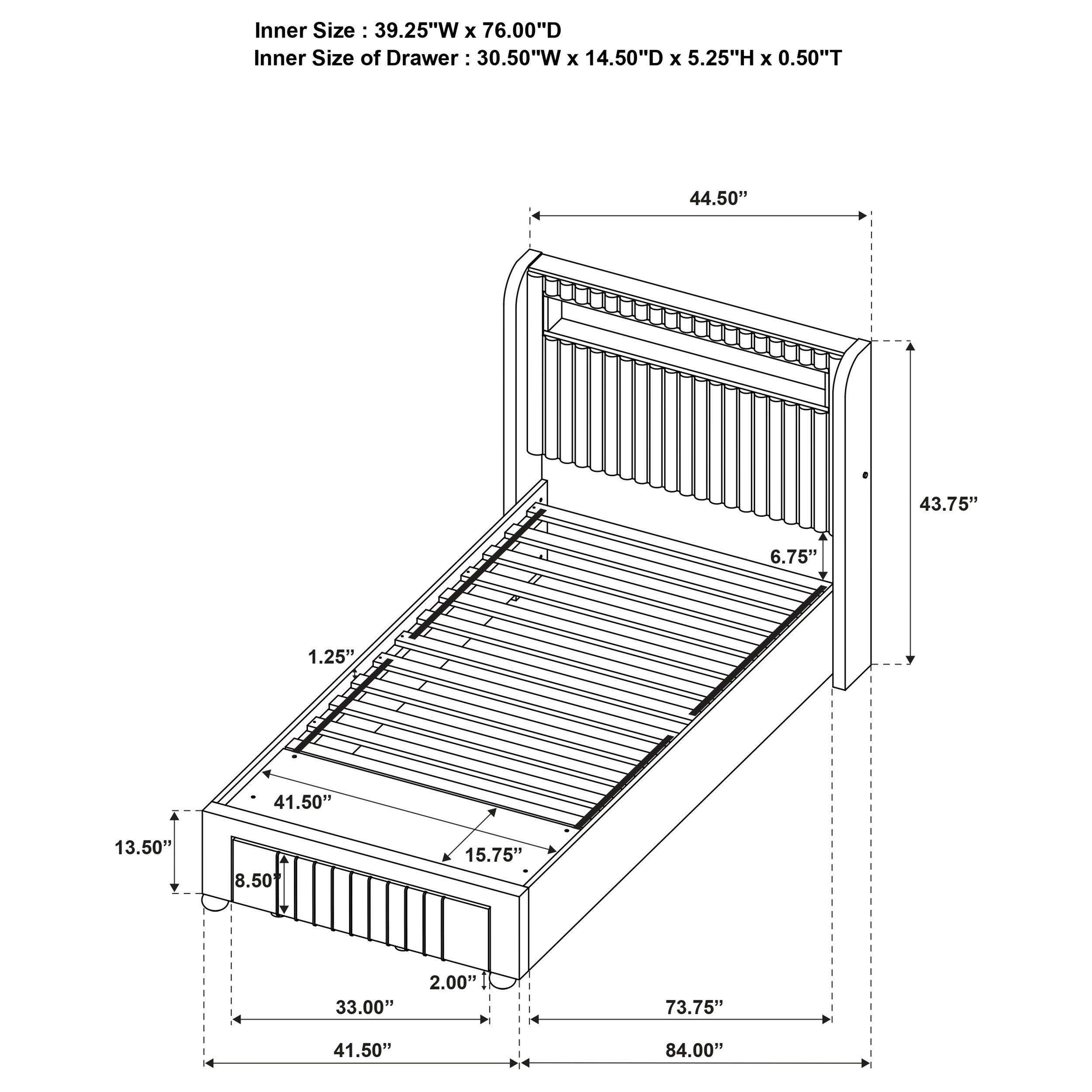 Madison Upholstered LED  Storage Platform Bed Cream