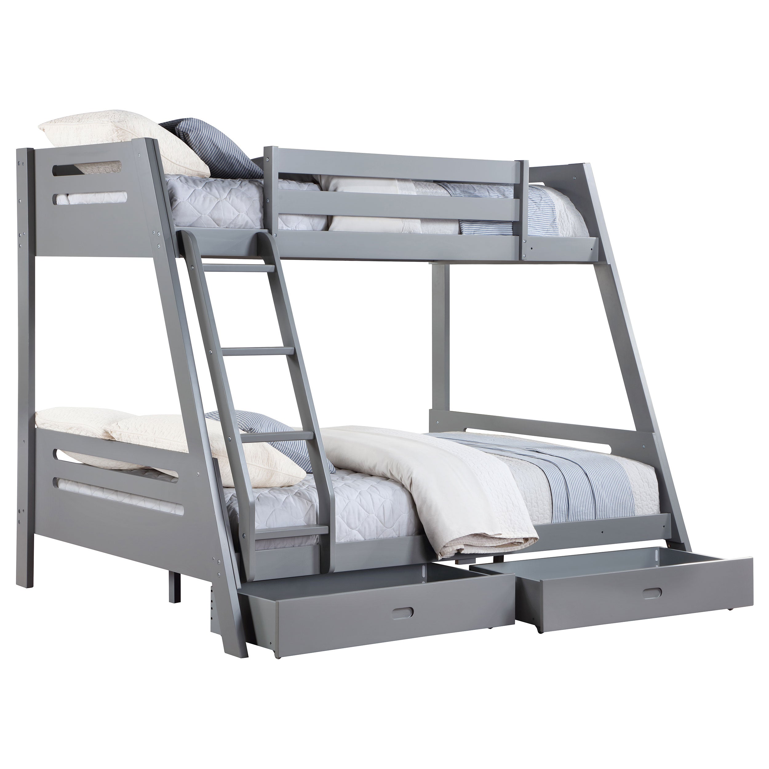 Trisha 2-drawer Wood  Over  Bunk Bed Grey