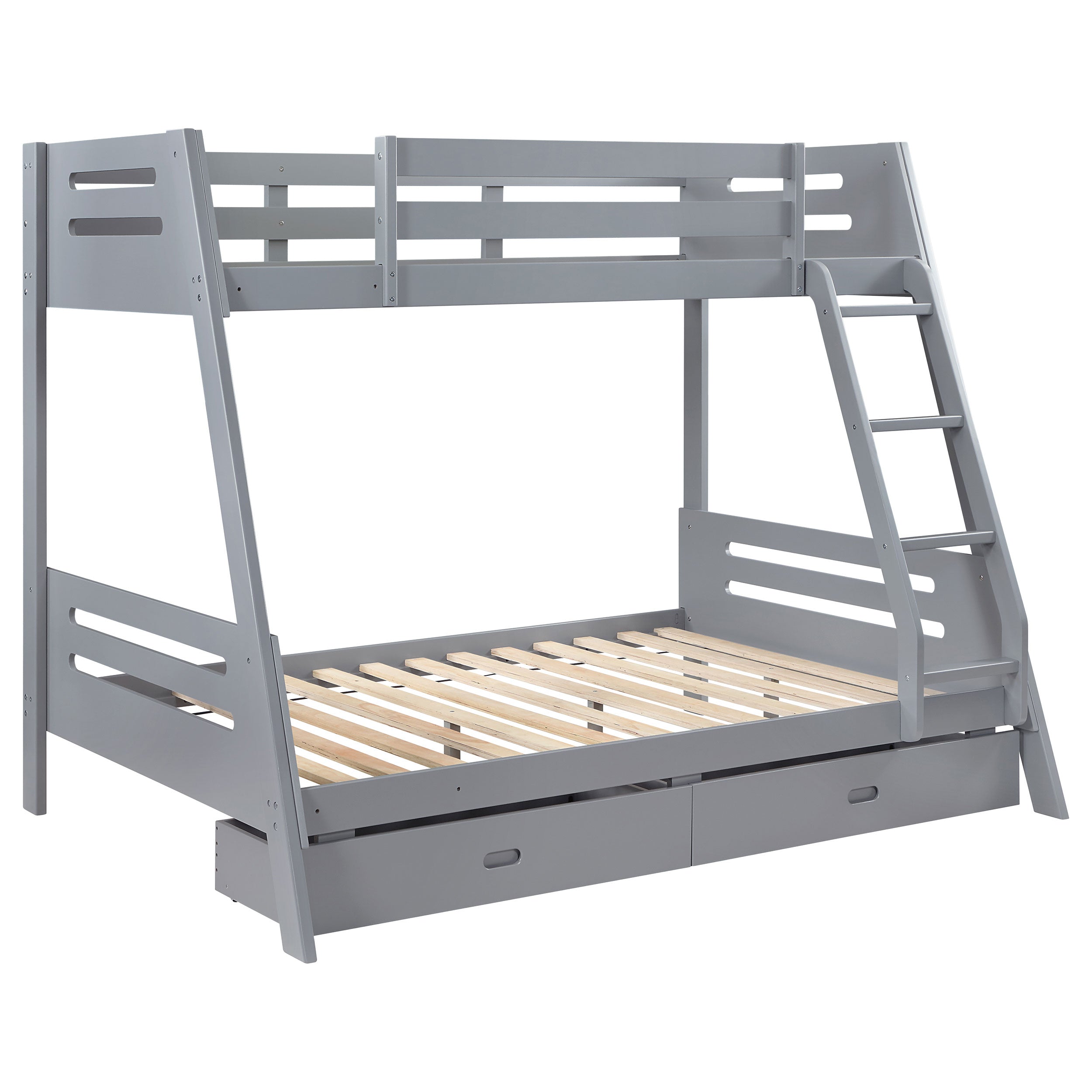 Trisha 2-drawer Wood  Over  Bunk Bed Grey