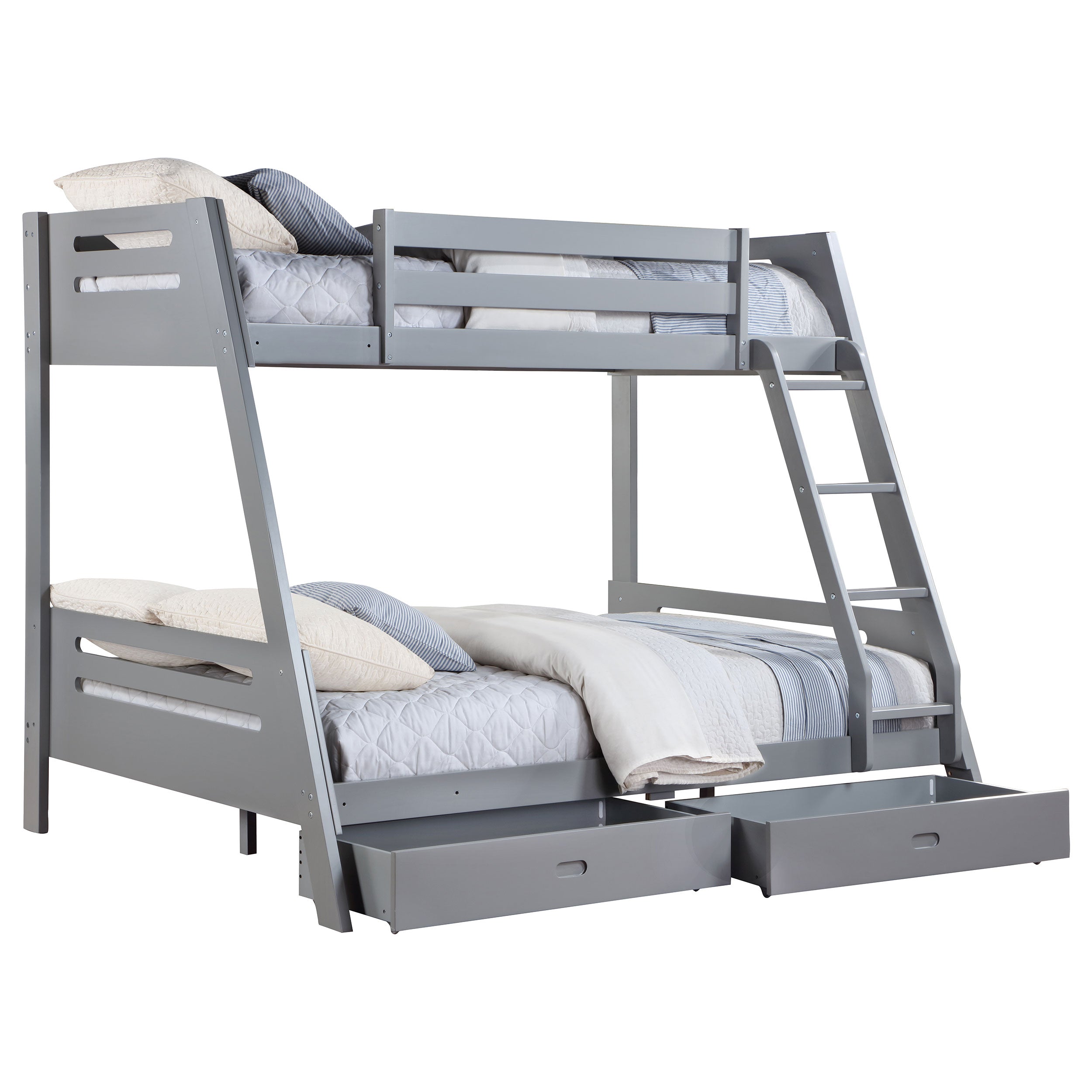 Trisha 2-drawer Wood  Over  Bunk Bed Grey