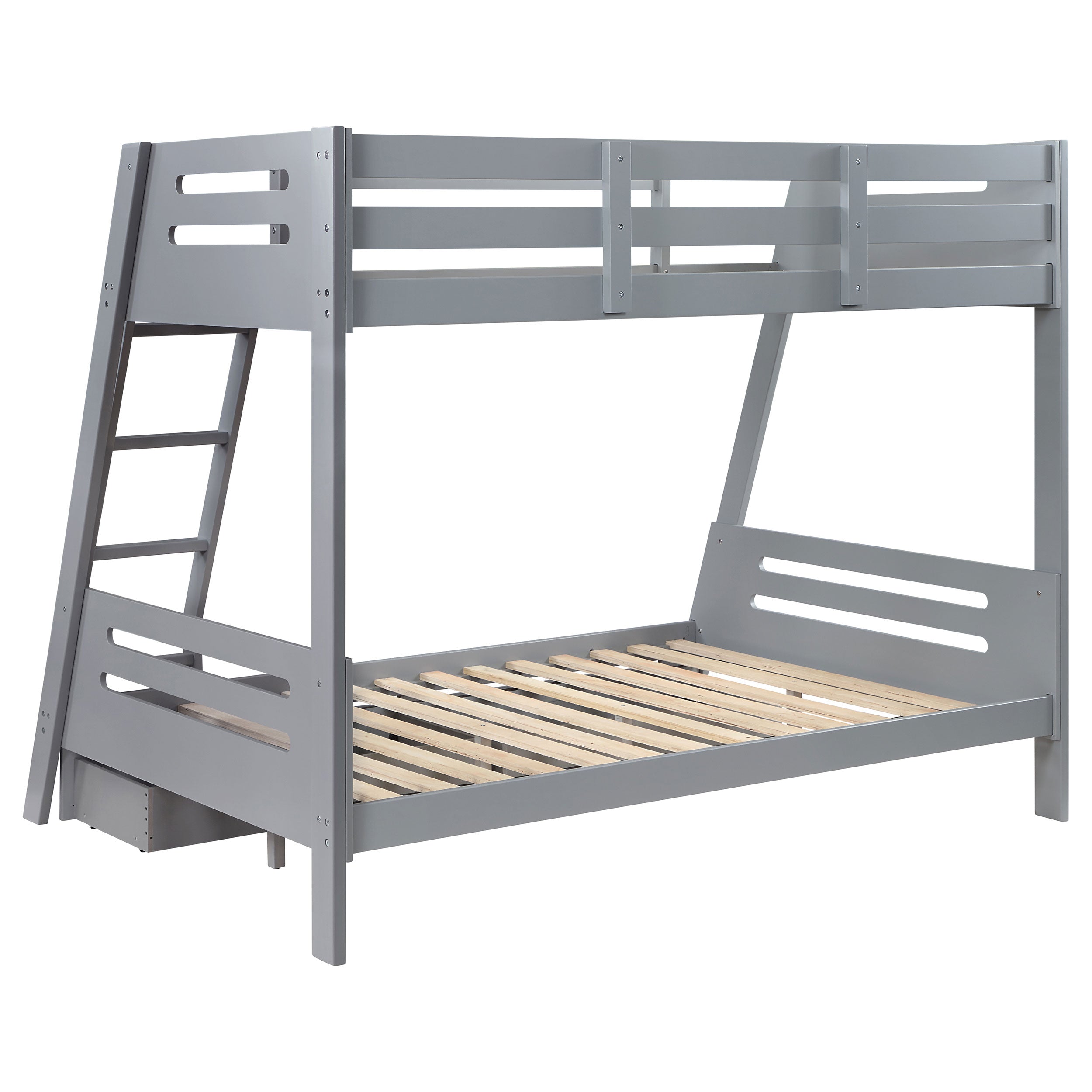 Trisha 2-drawer Wood  Over  Bunk Bed Grey