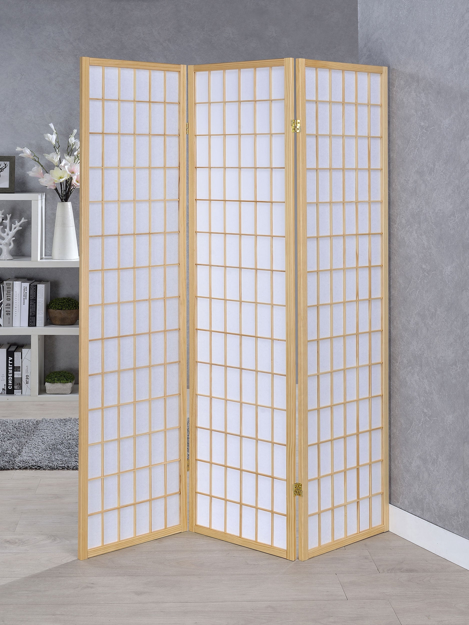 Carrie 3-Panel Room Divider Folding Shoji Screen Black