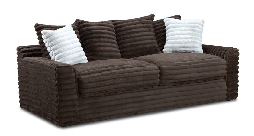 Jenna Chocolate Sofa and Loveseat Brown Corduroy Set