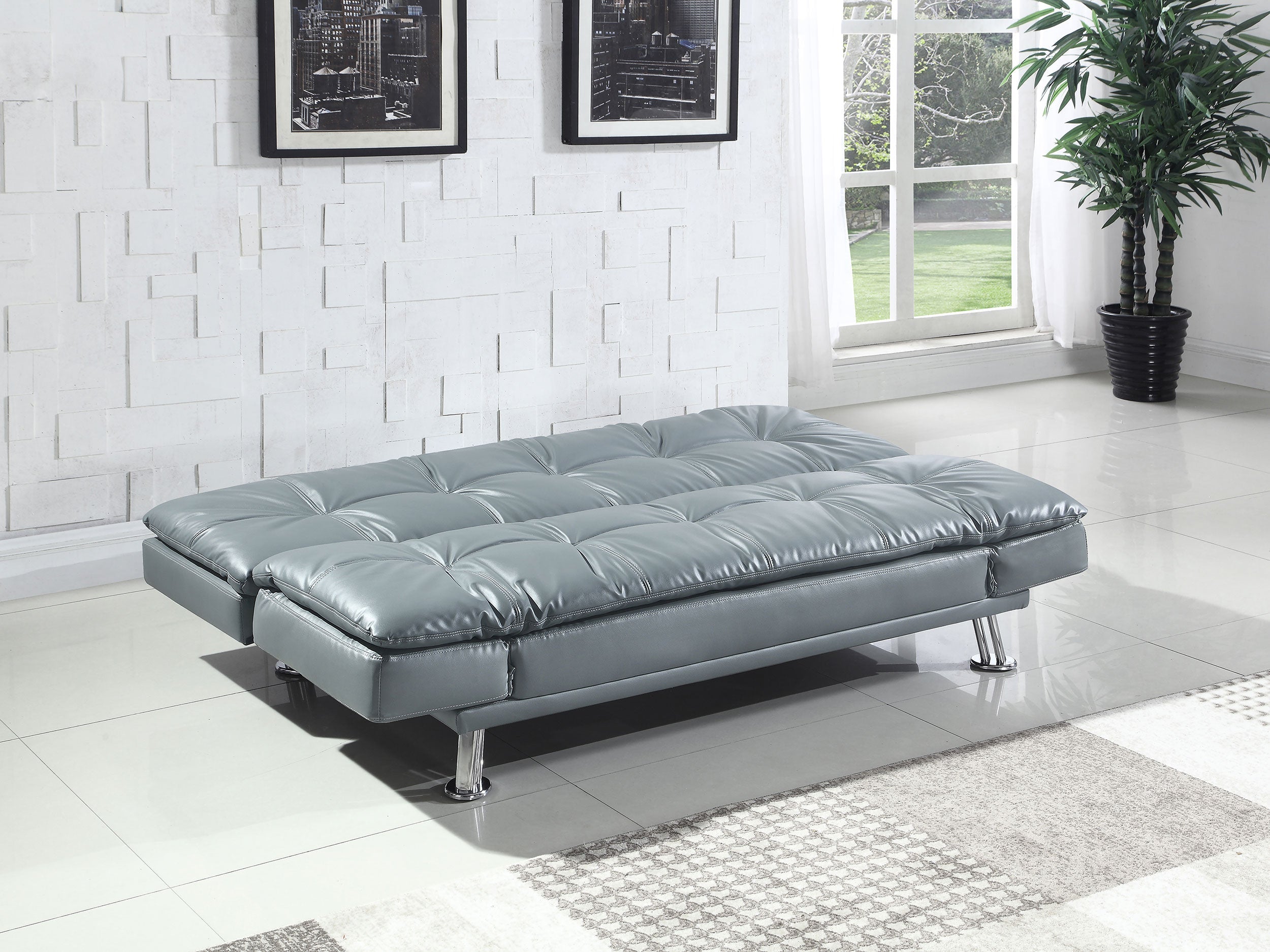 Dilleston Upholstered Tufted Convertible Sofa Bed Black