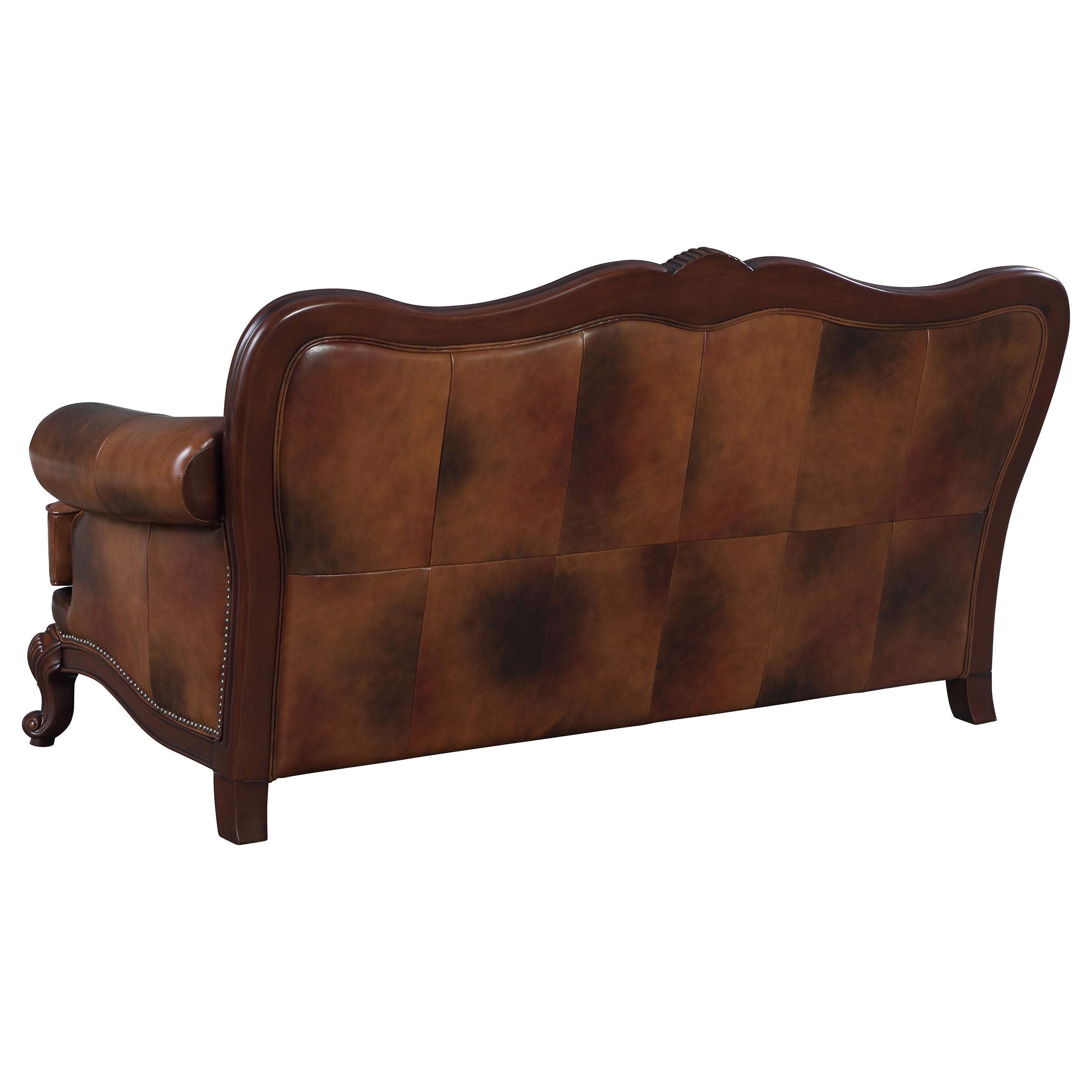 Victoria   Leather Upholstered Sofa Set Brown