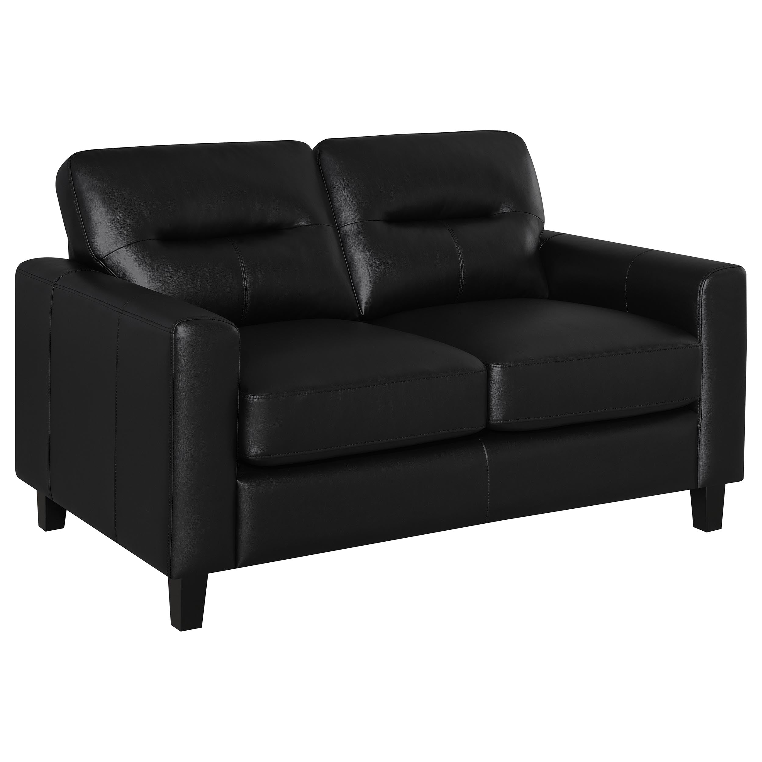 Scotland Faux Leather Upholstered Sofa Set Black