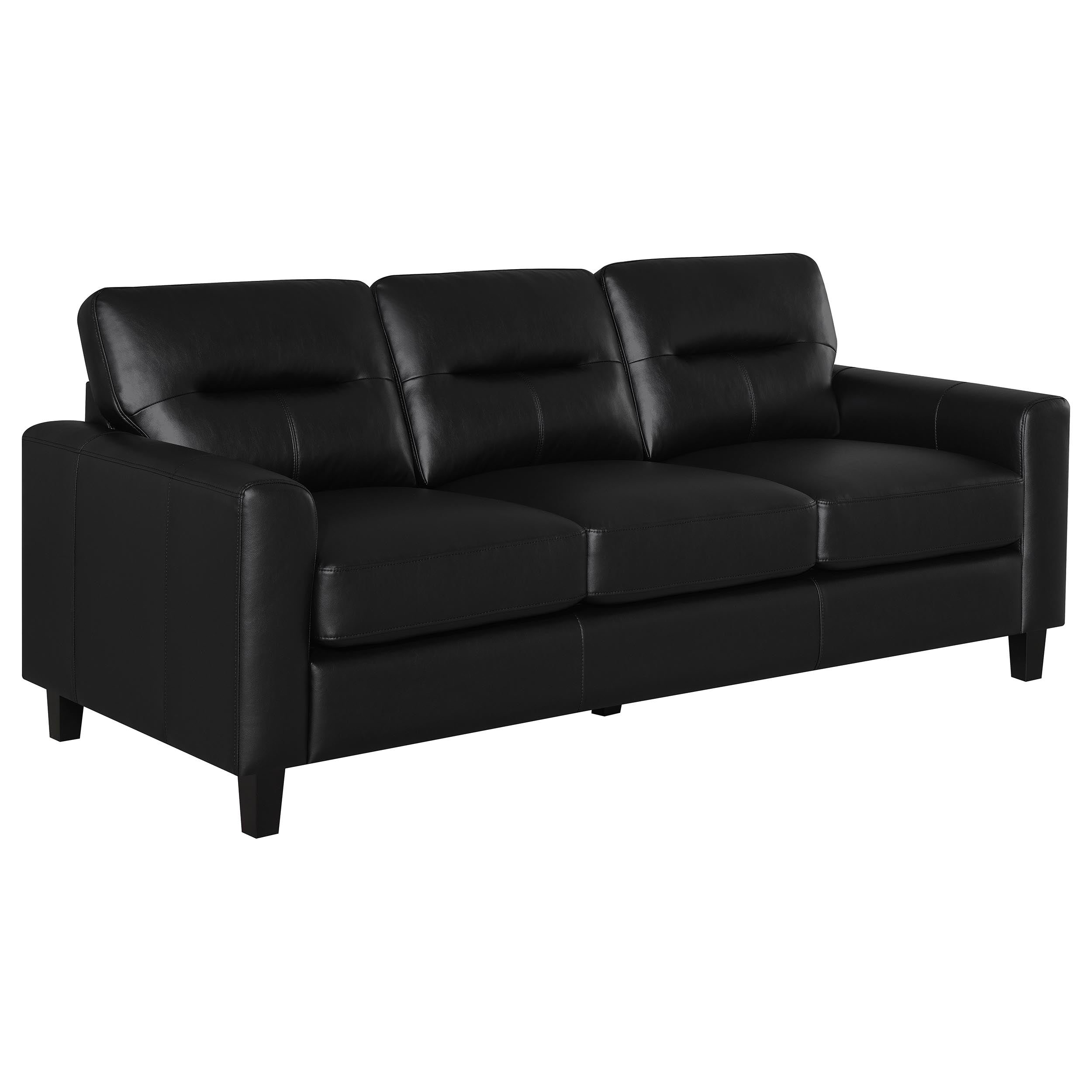 Scotland Faux Leather Upholstered Track Arm Sofa Black