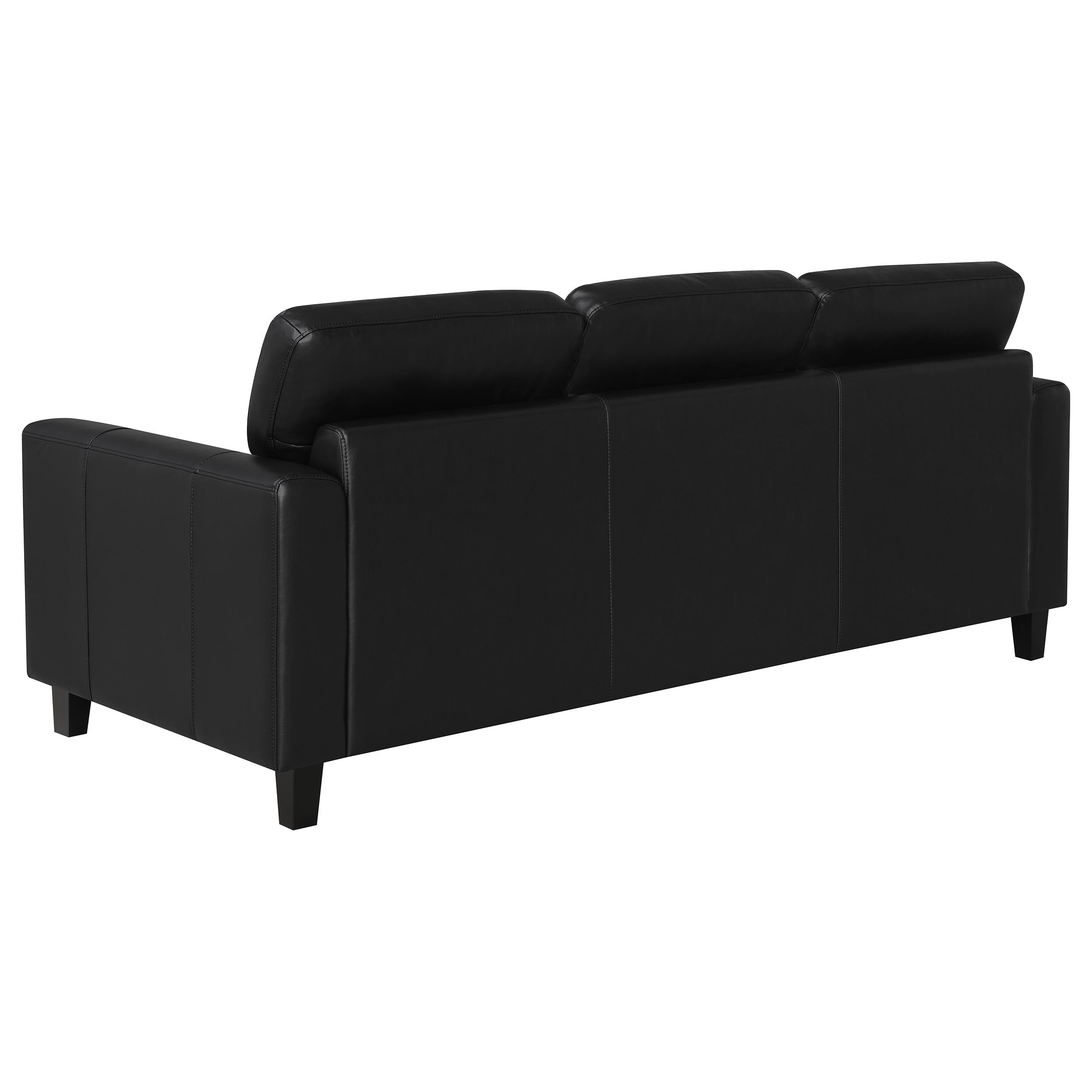 Scotland Faux Leather Upholstered Track Arm Sofa Black