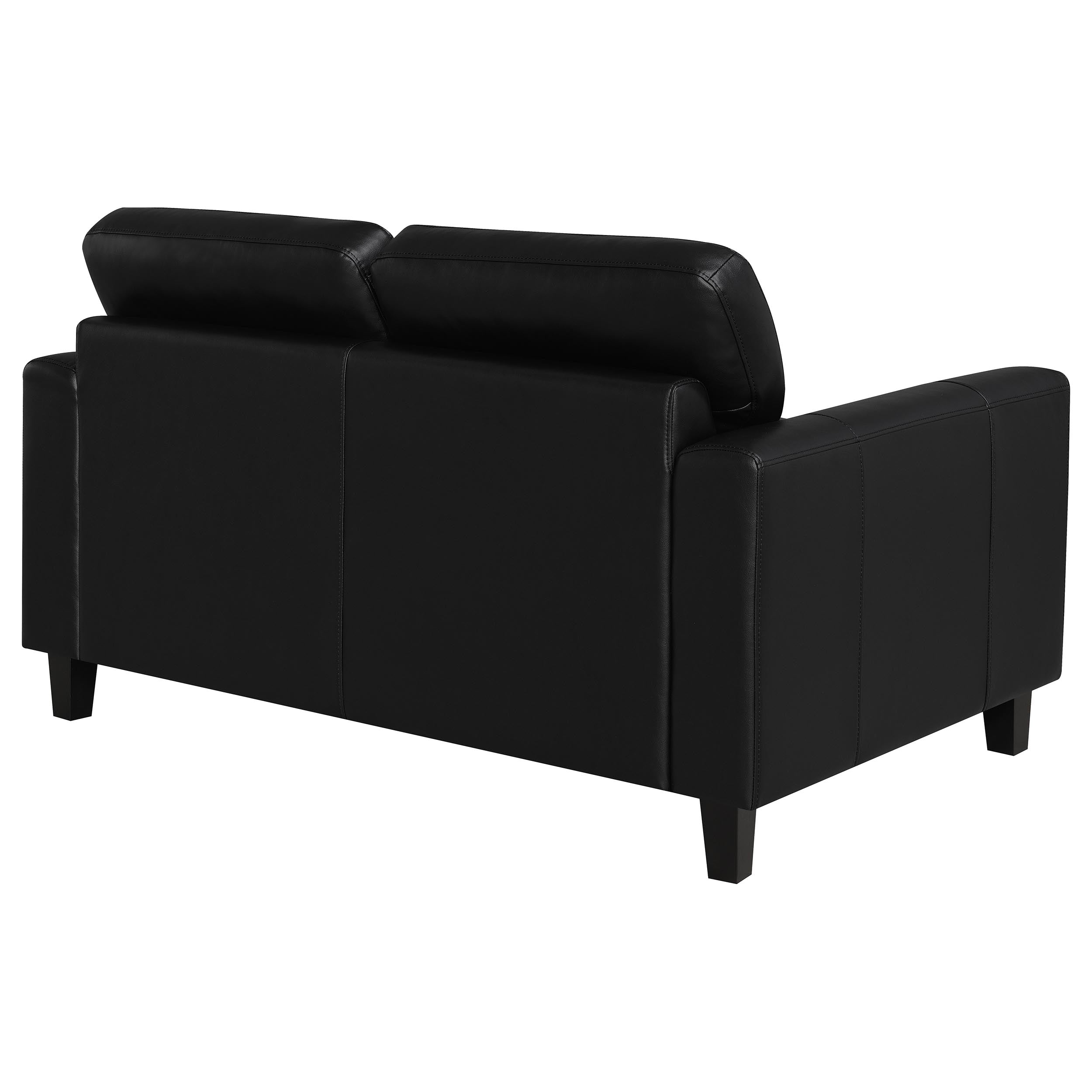 Scotland Faux Leather Upholstered Track Arm Loveseat Black