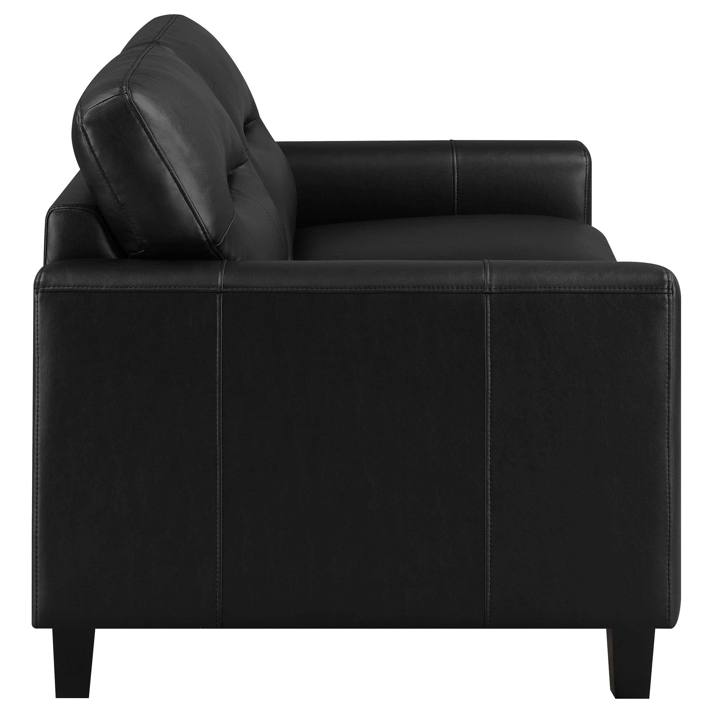 Scotland Faux Leather Upholstered Track Arm Loveseat Black