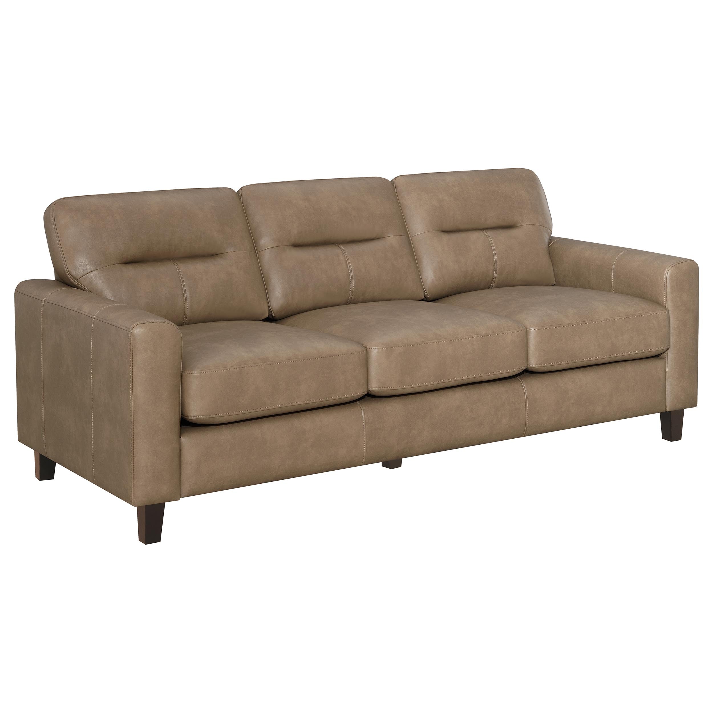 Scotland Faux Leather Upholstered Sofa Set Brown