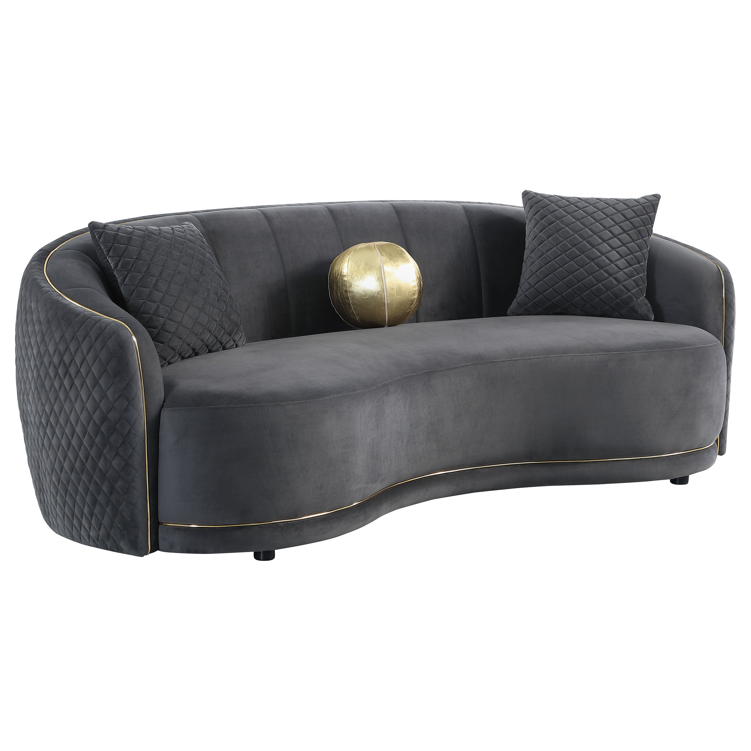 Brookside  Velvet Upholstered Sofa Set Dark Grey