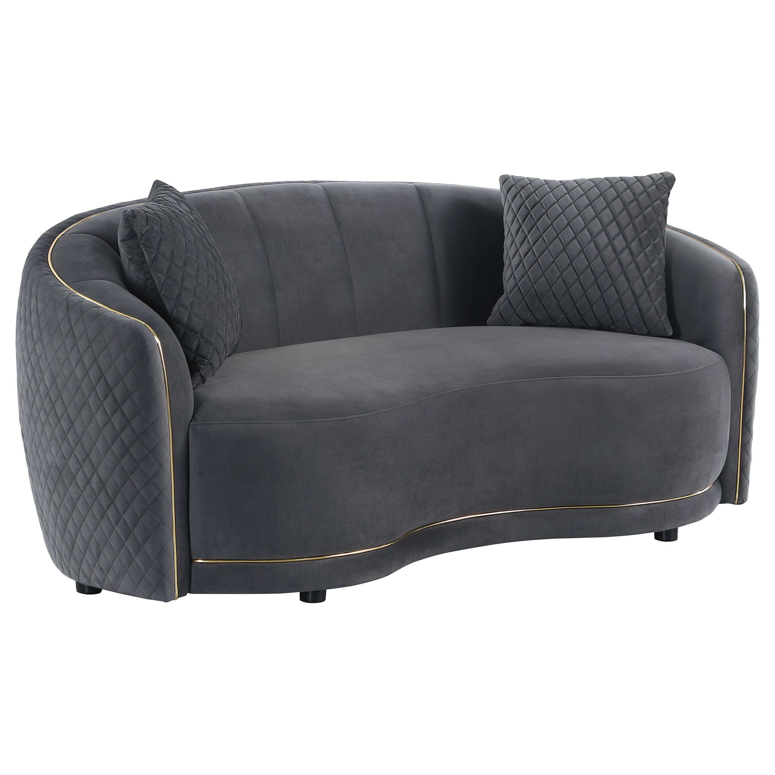 Brookside  Velvet Upholstered Sofa Set Dark Grey