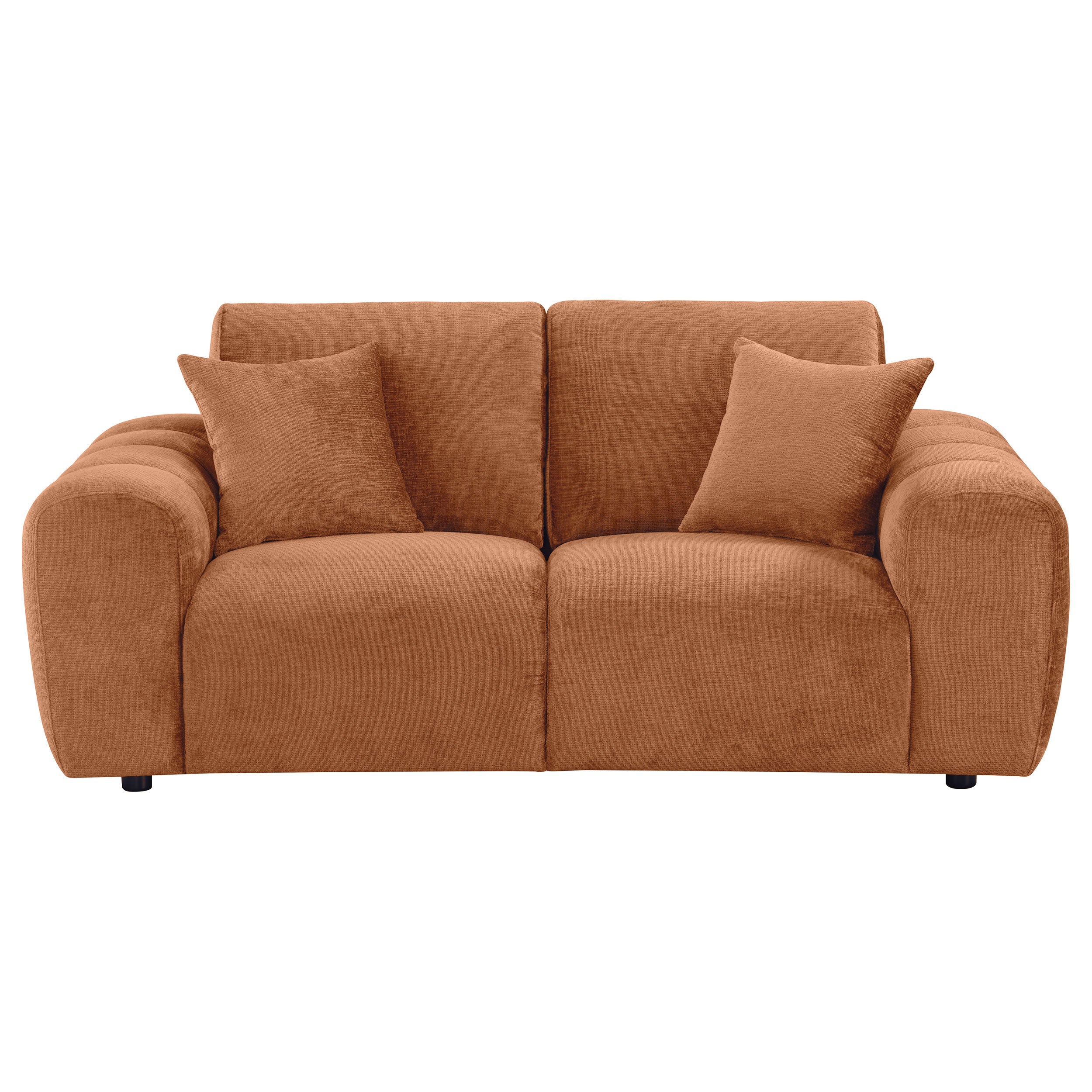 Burnett Chenille Upholstered Wide Arm Loveseat Burnt Orange