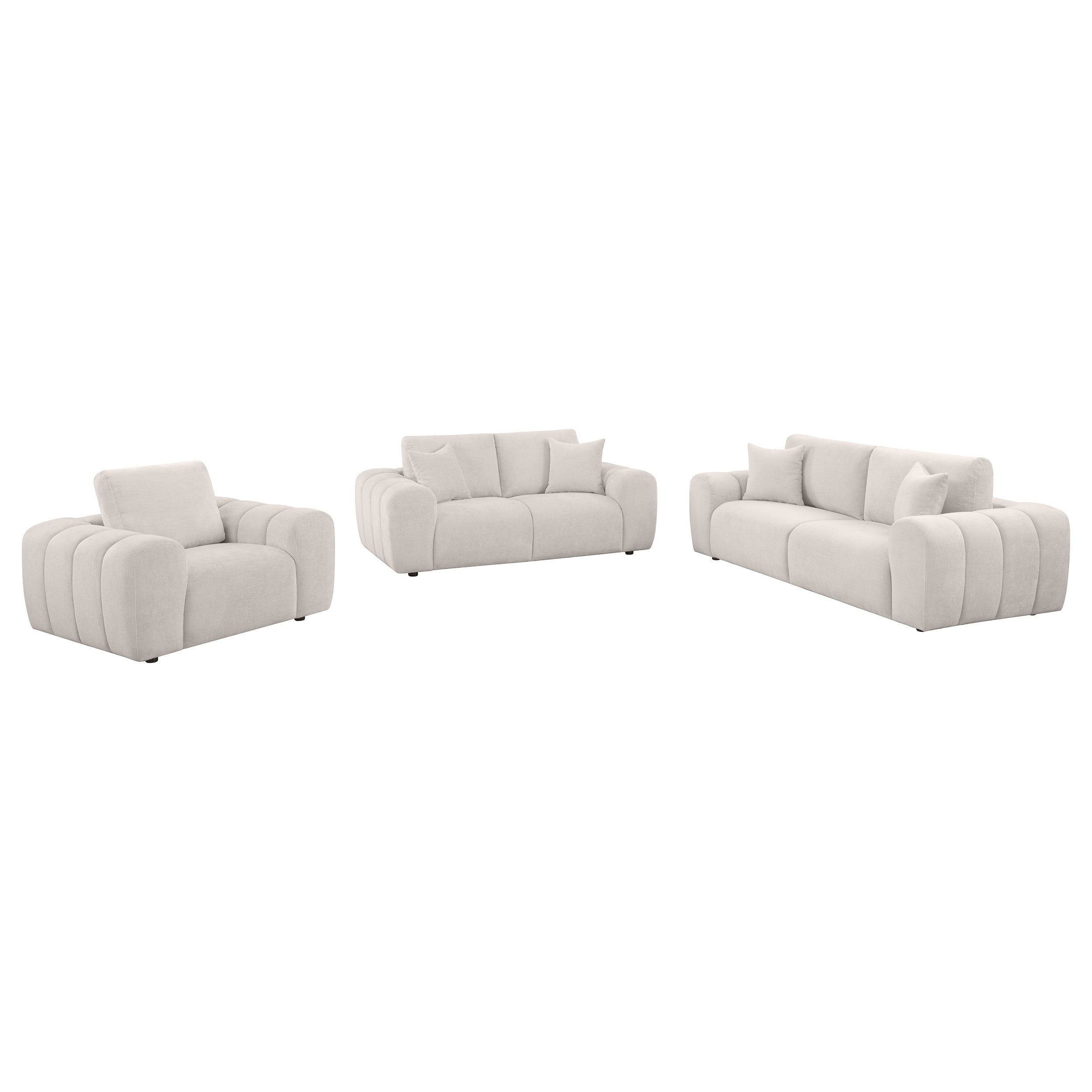 Burnett Chenille Upholstered Sofa Set Ivory