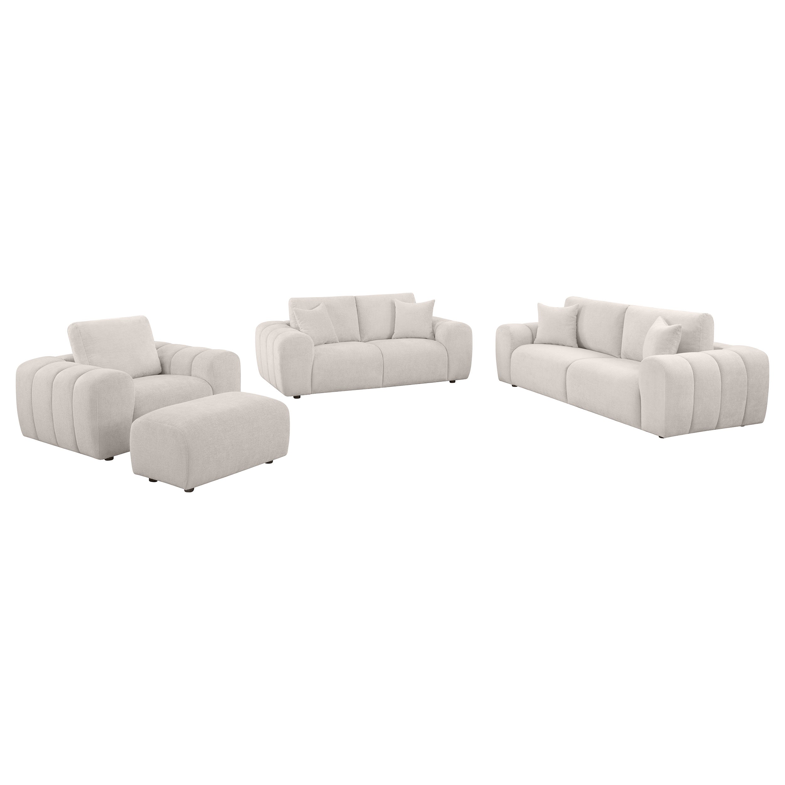 Burnett Chenille Upholstered Sofa Set Ivory