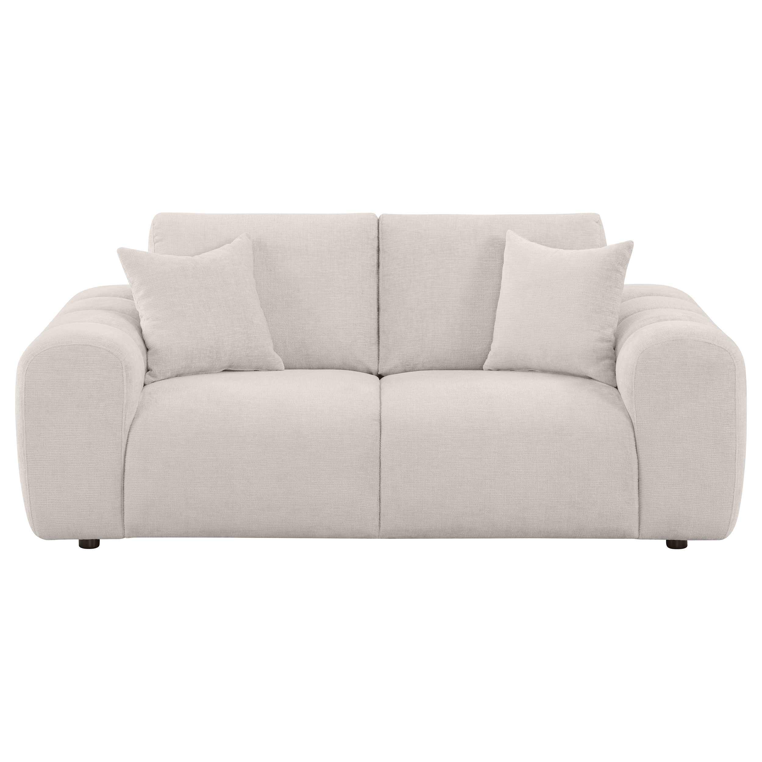 Burnett Chenille Upholstered Wide Arm Loveseat Ivory
