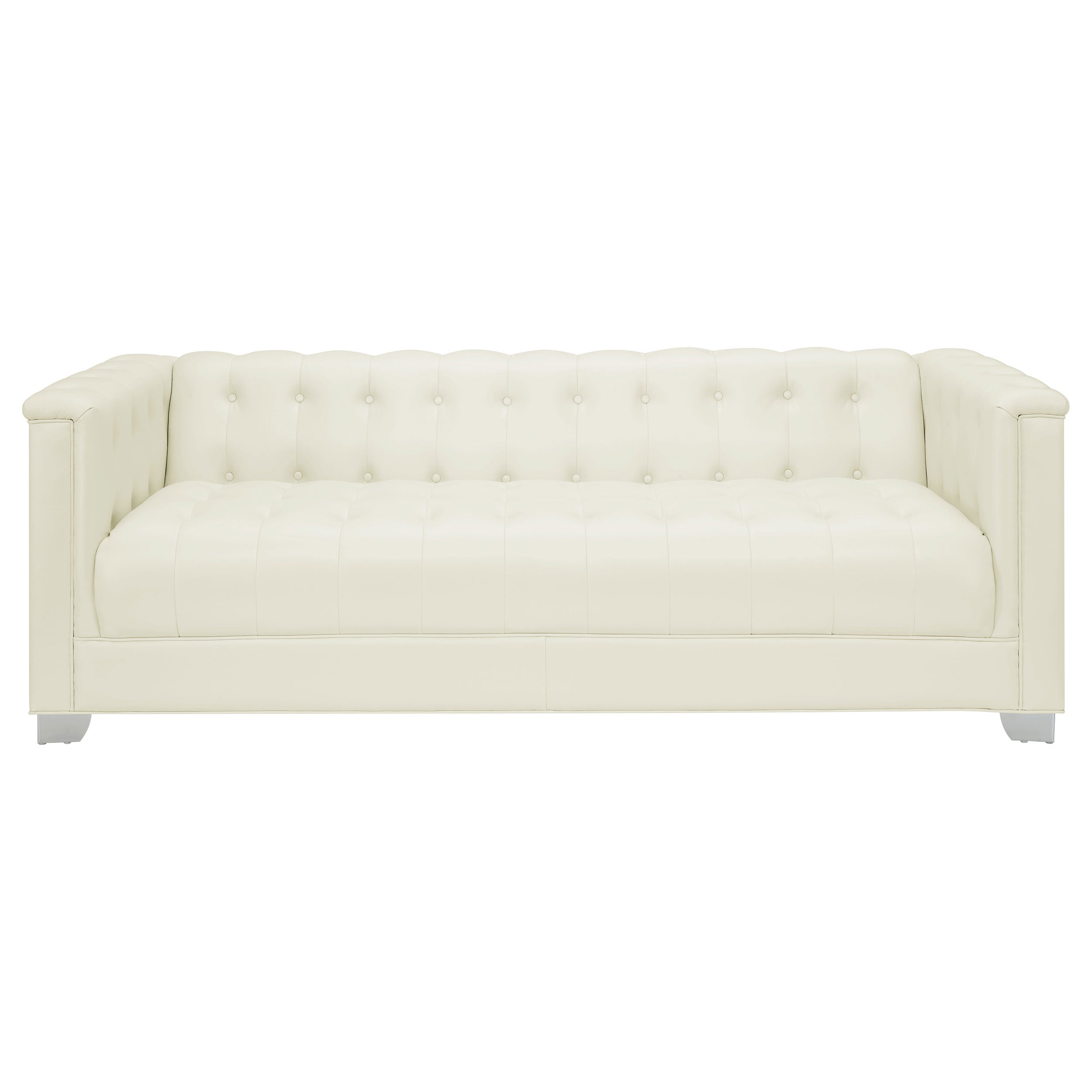 Chaviano Upholstered Track Arm Sofa Set Pearl White