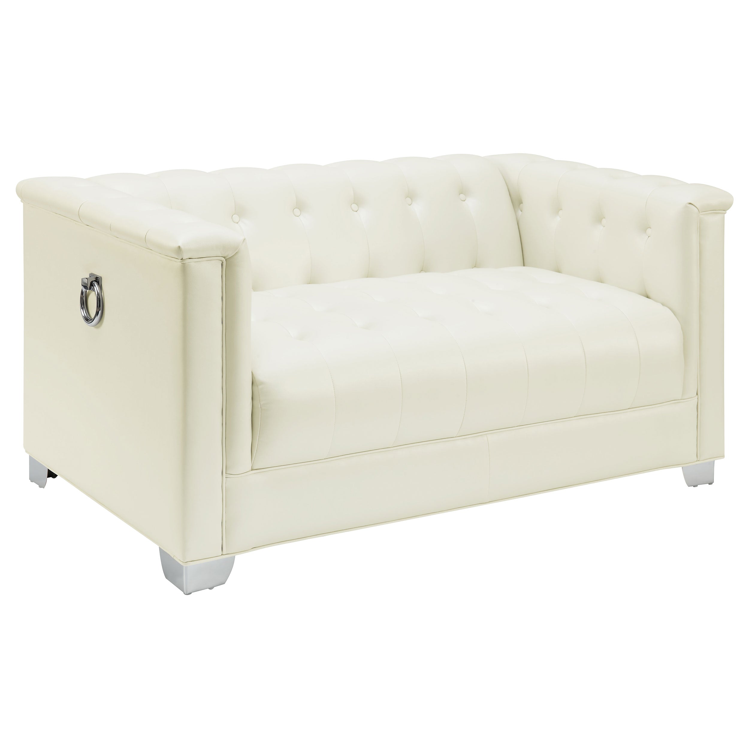 Chaviano Upholstered Track Arm Sofa Set Pearl White