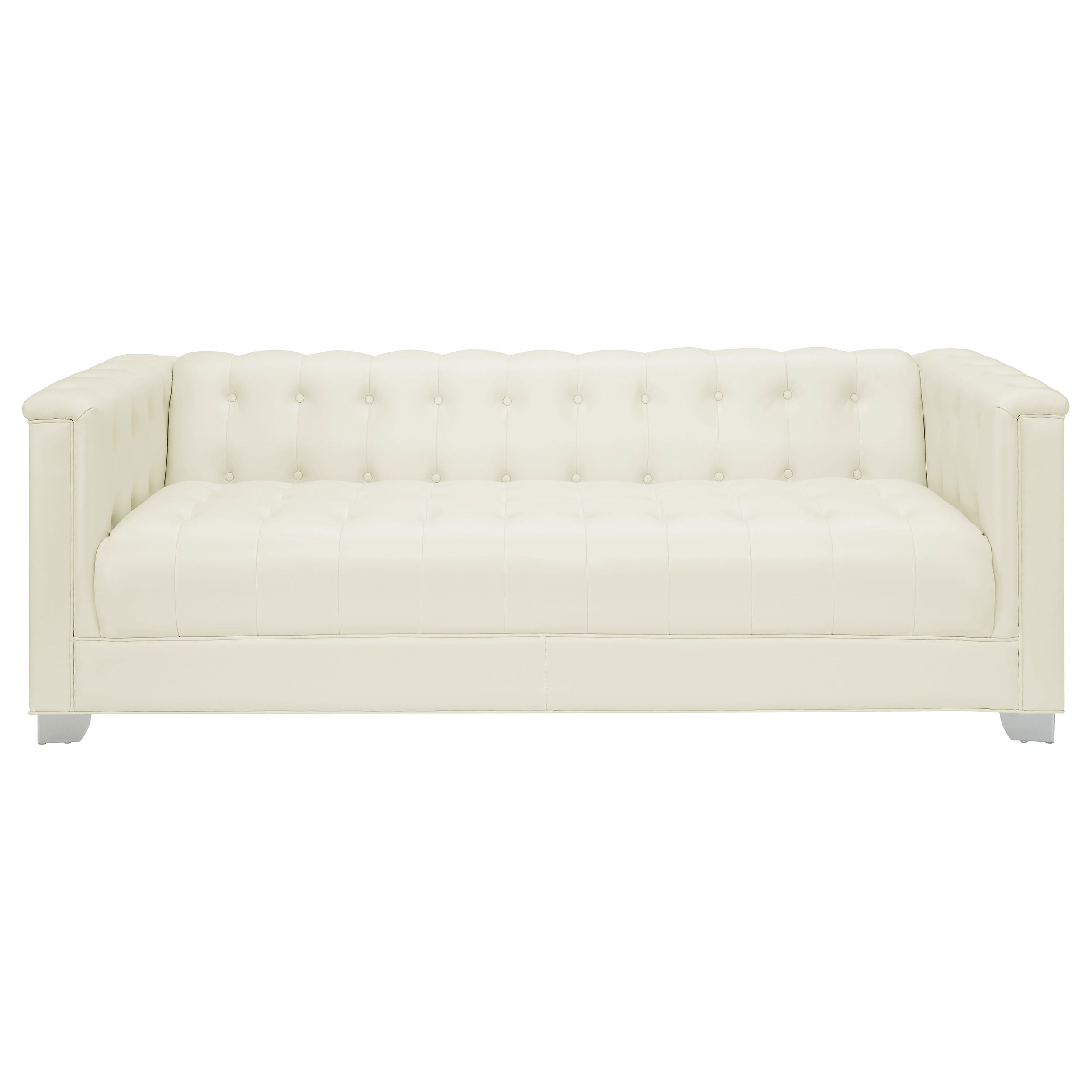 Chaviano Upholstered Track Arm Sofa Set Pearl White