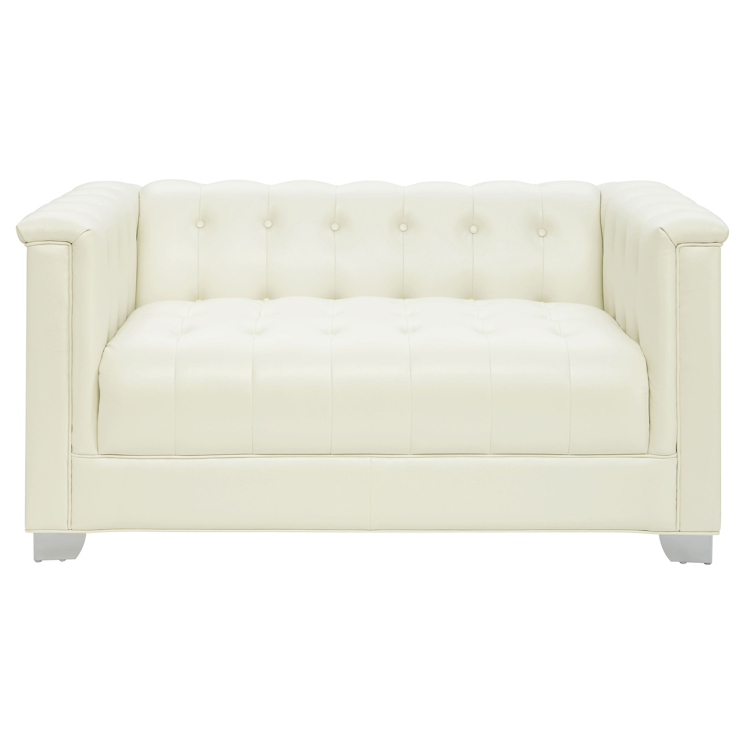 Chaviano Upholstered Track Arm Sofa Set Pearl White