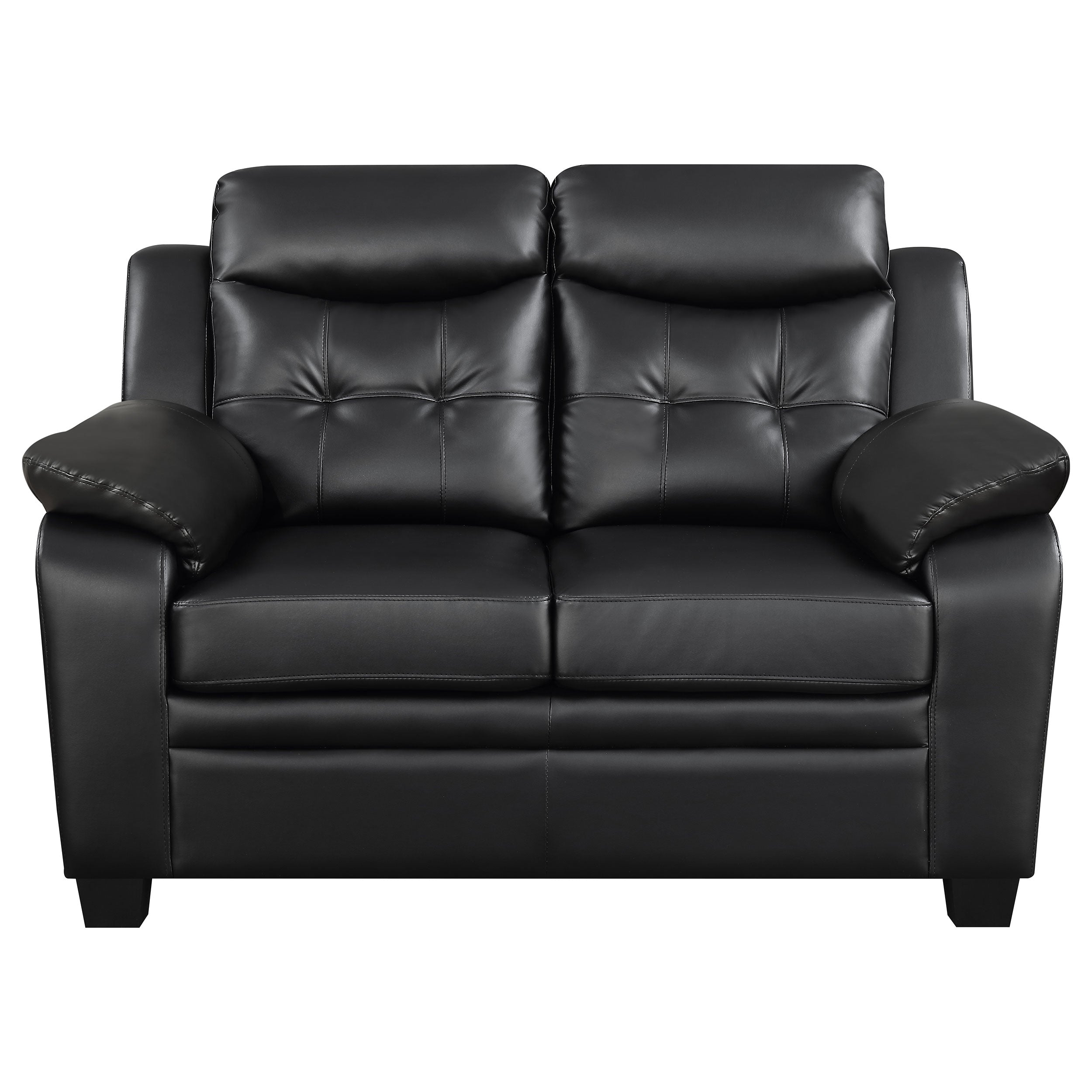 Finley Upholstered Padded Arm Tufted Sofa Set Black