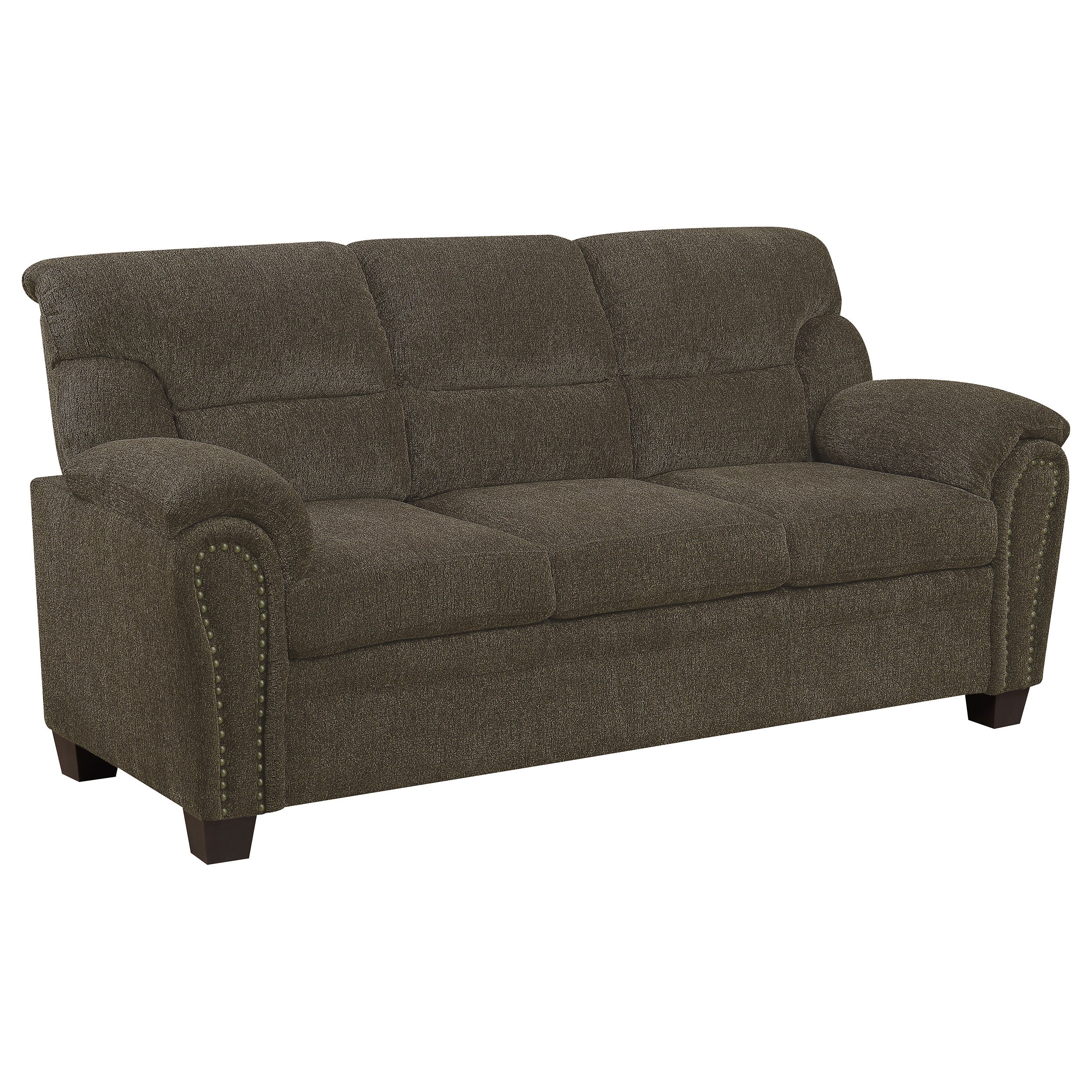 Clementine  Upholstered Padded Arm Sofa Set Brown
