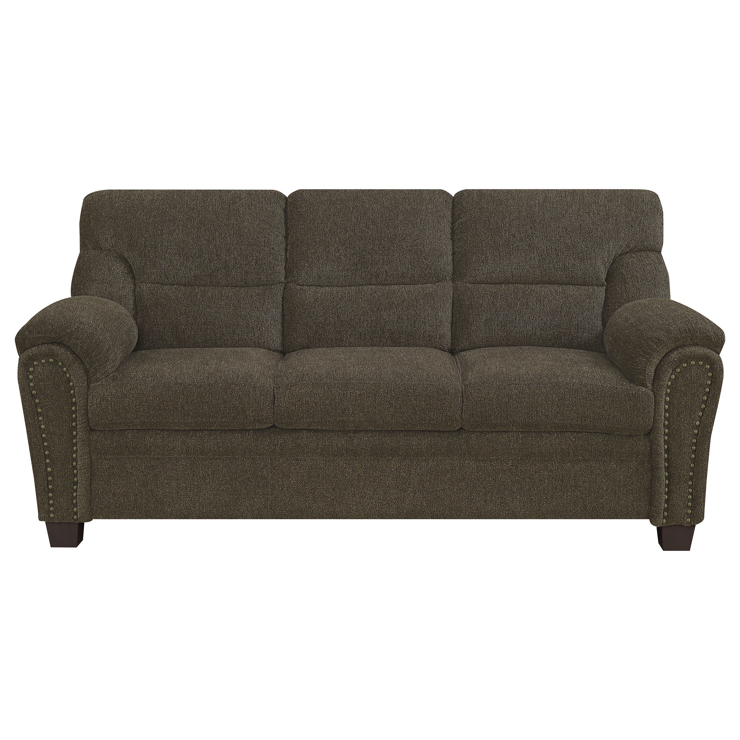 Clementine  Upholstered Padded Arm Sofa Set Brown