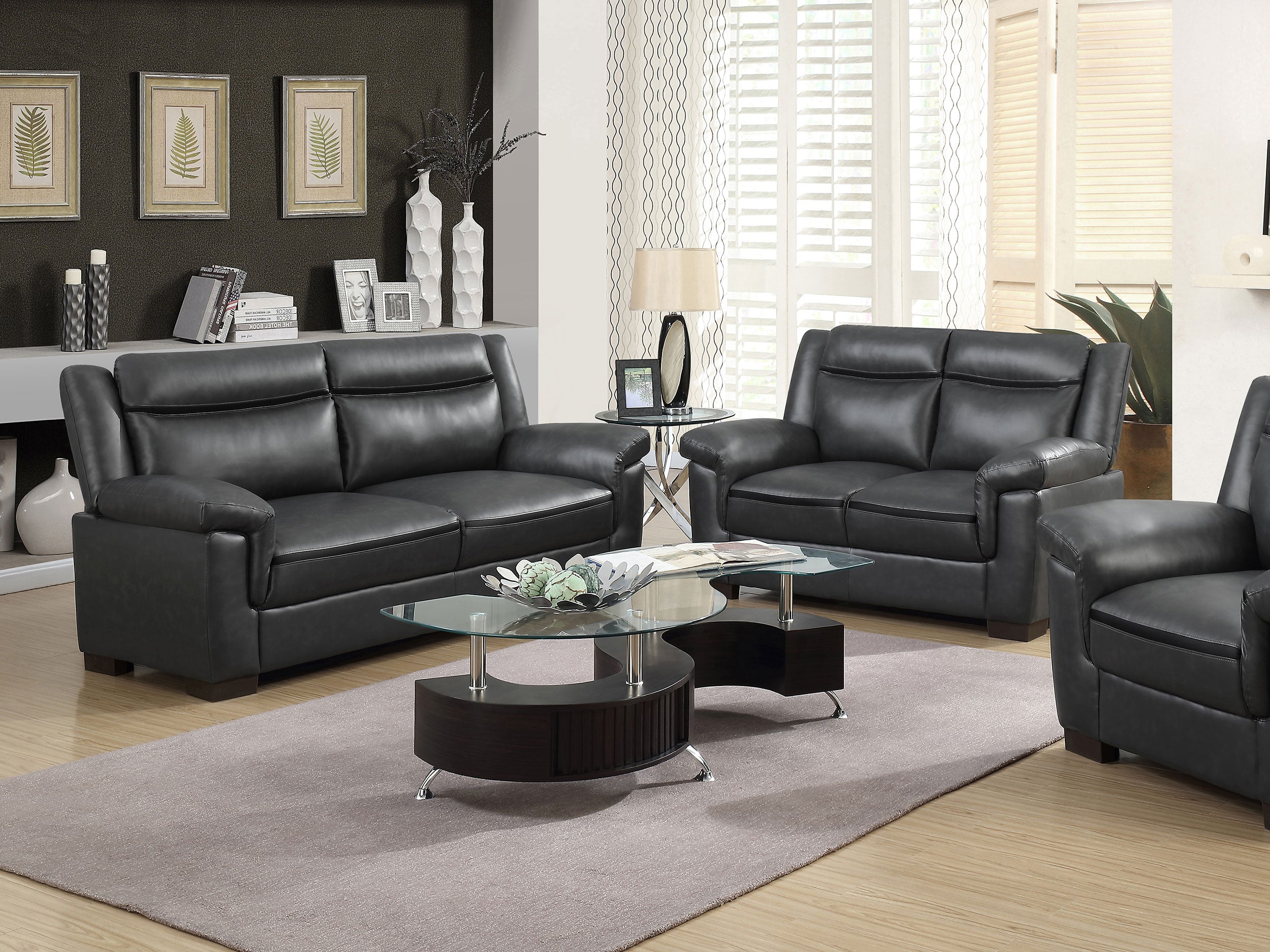 Arabella  Upholstered Padded Arm Sofa Set Grey