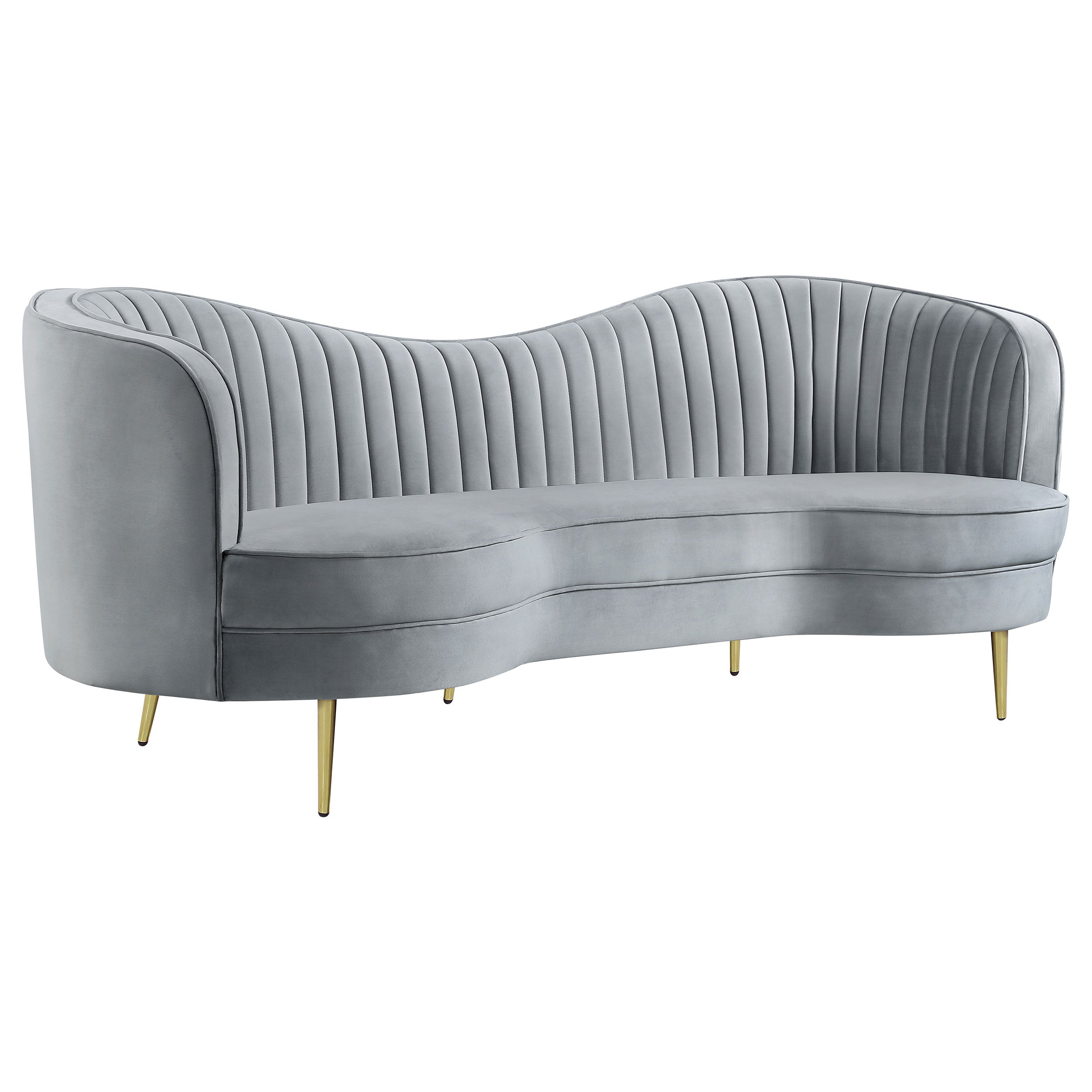 Sophia Upholstered Channel Tufted Sofa Blue