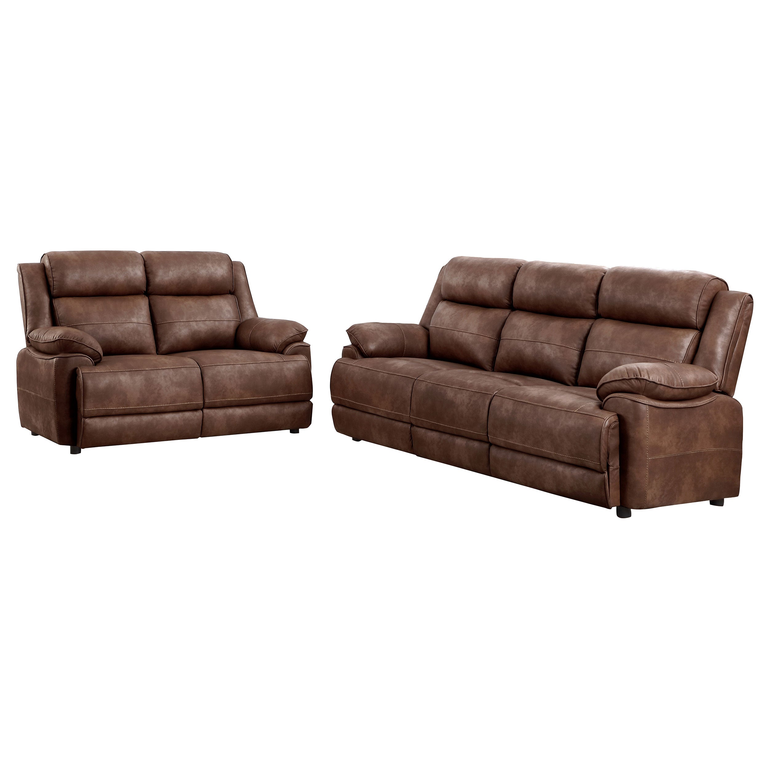 Ellington  Upholstered Padded Arm Sofa Set Dark Brown