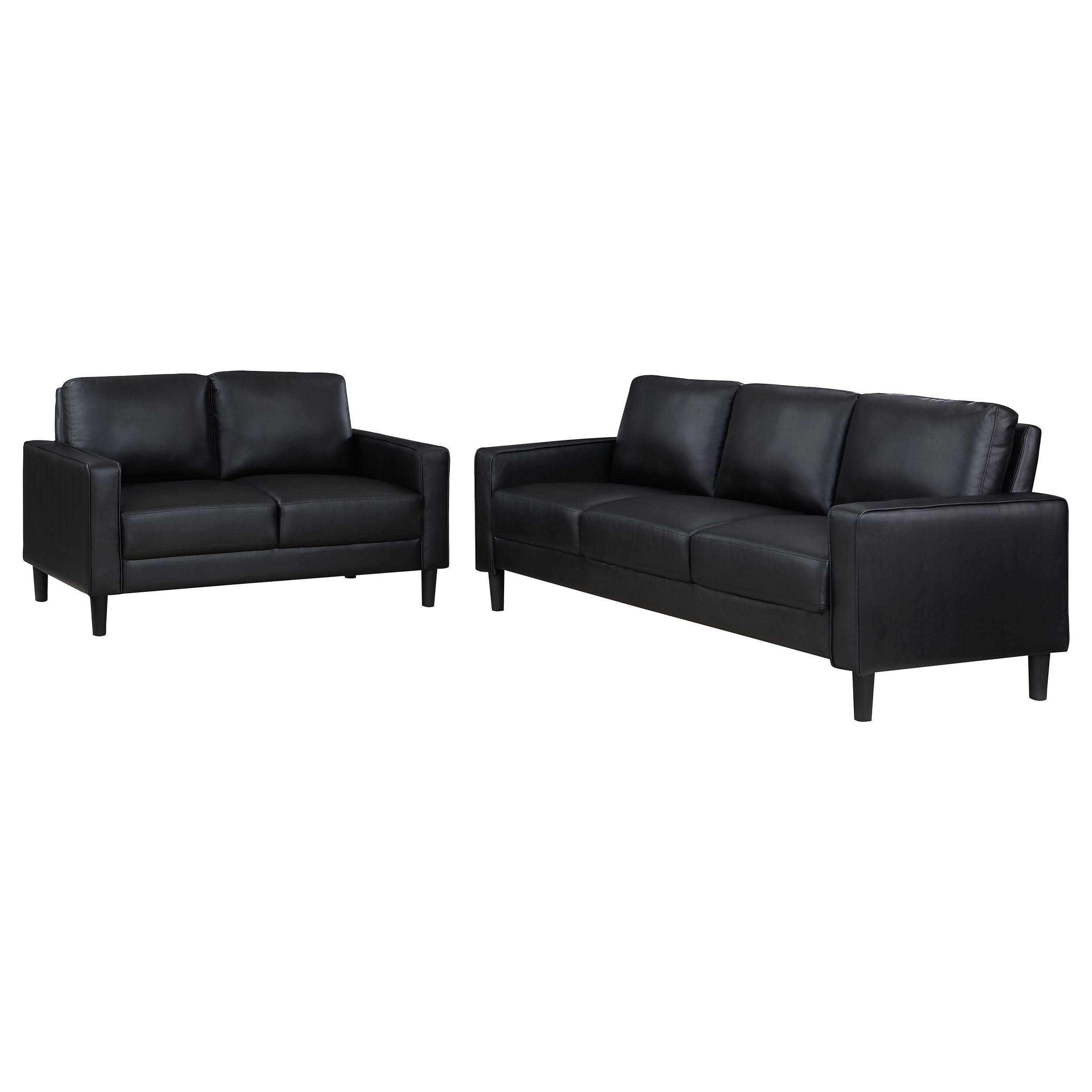 Ruth  Upholstered Track Arm Sofa Set Black