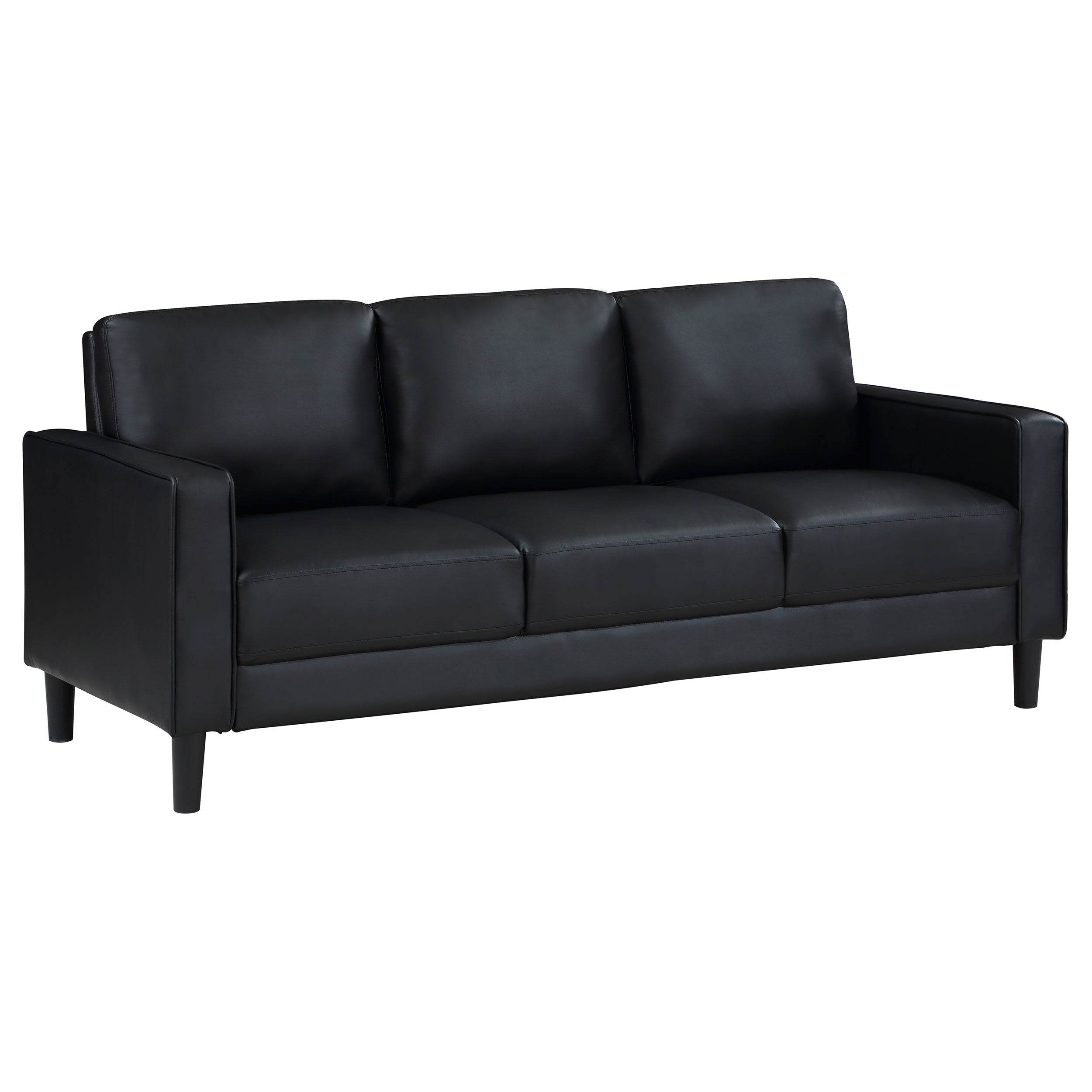 Ruth  Upholstered Track Arm Sofa Set Black