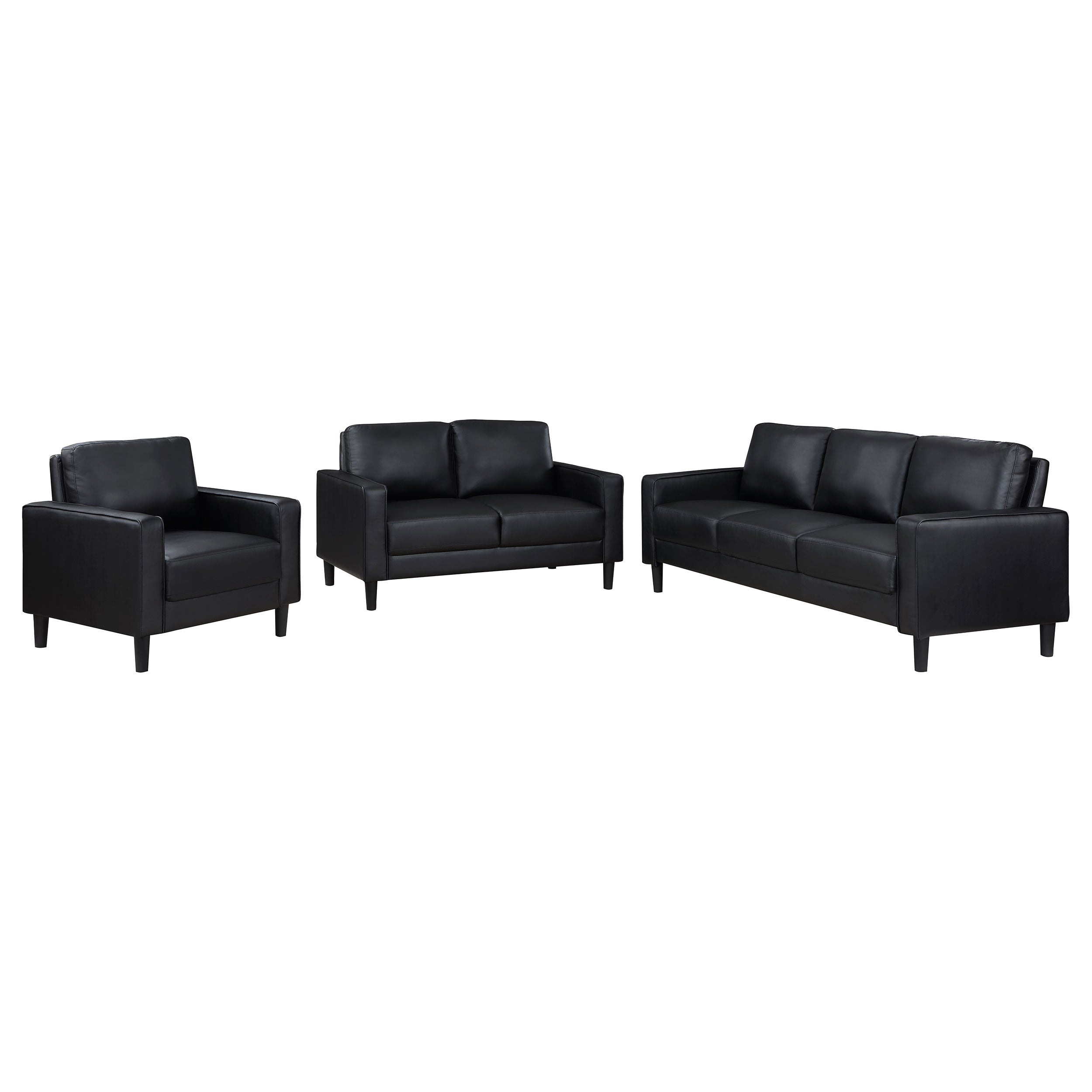 Ruth  Upholstered Track Arm Sofa Set Black