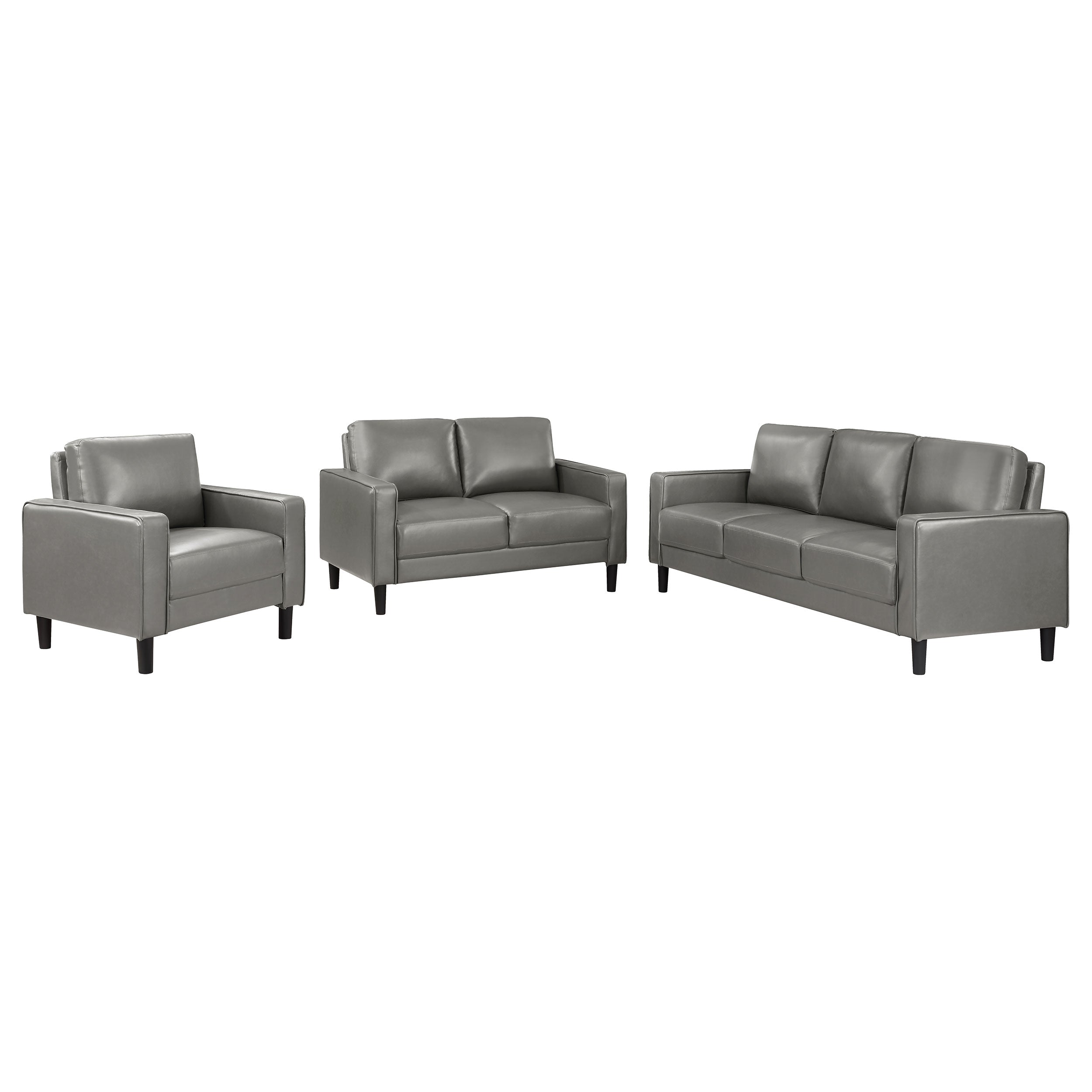 Ruth  Upholstered Track Arm Sofa Set Black